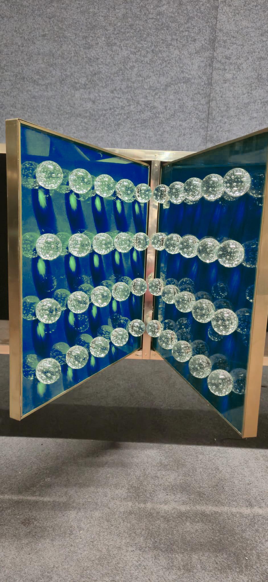 Aparador de latón y cristal de Murano con 120 esferas fundidas - Made in Italy Moderno de mediados de siglo en venta