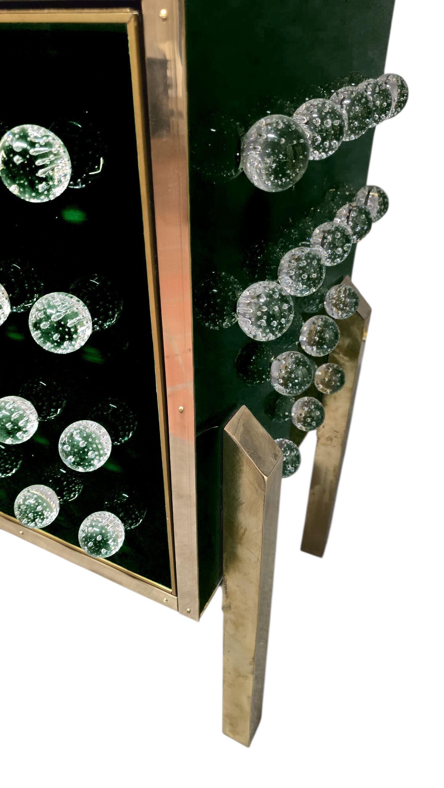 Sideboard aus Messing und Muranoglas mit 120 geschmolzenen Kugeln - Made in Italy (Gebrannt) im Angebot