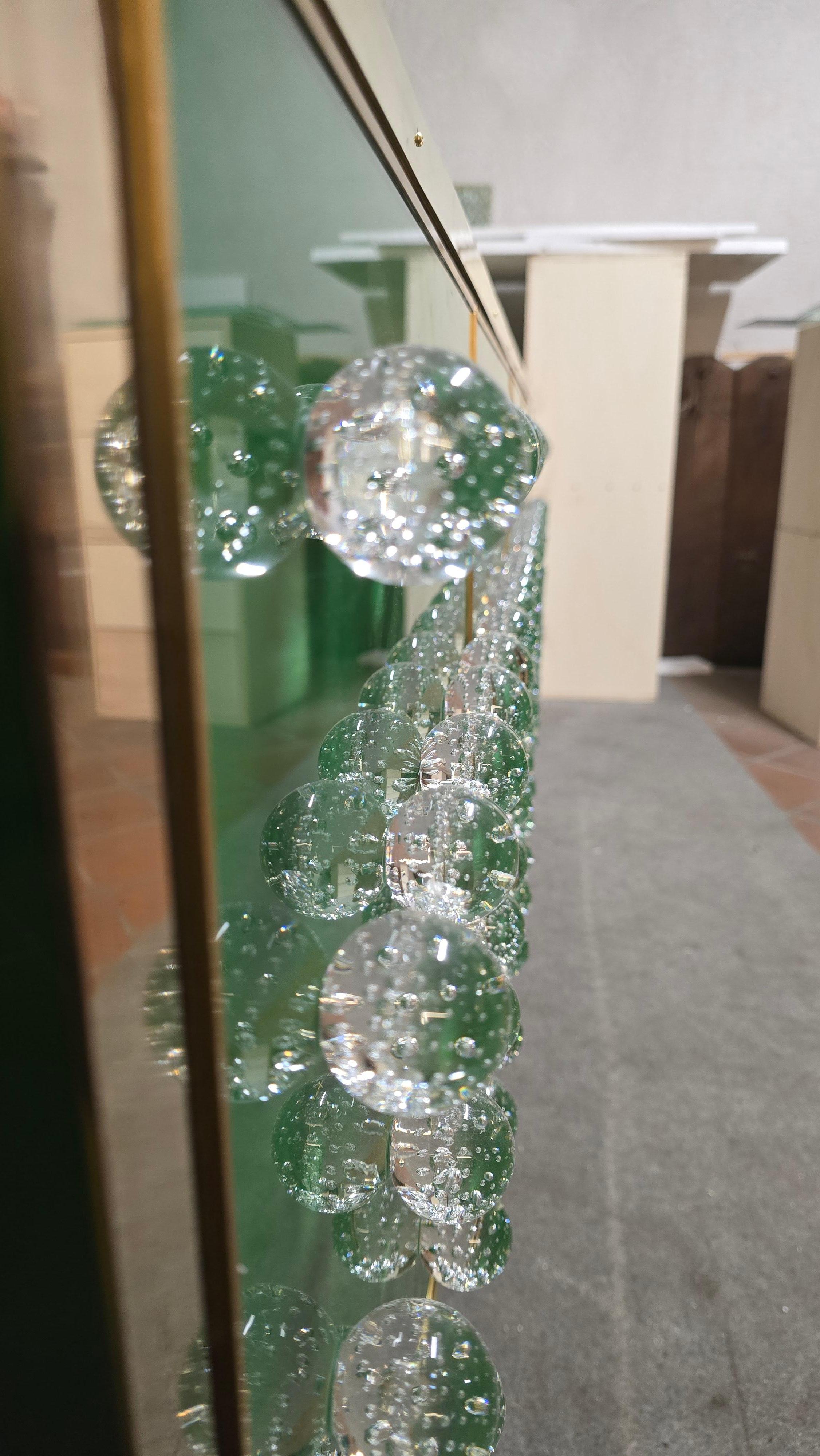 Periodo contemporaneo Brass & Murano Glass Sideboard with 120 Fused Spheres — Made in Italy in vendita