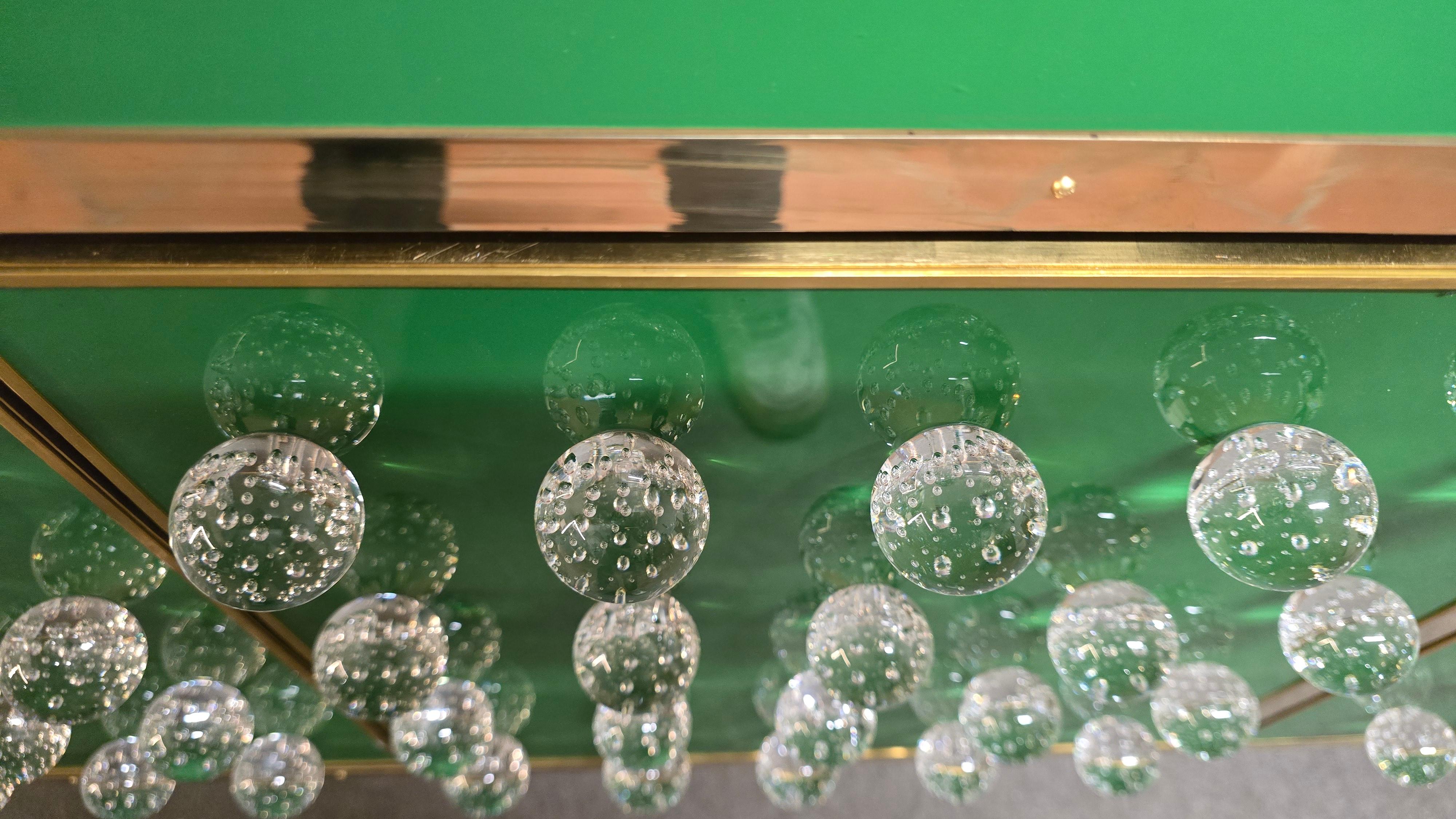 Ottone Brass & Murano Glass Sideboard with 120 Fused Spheres — Made in Italy in vendita