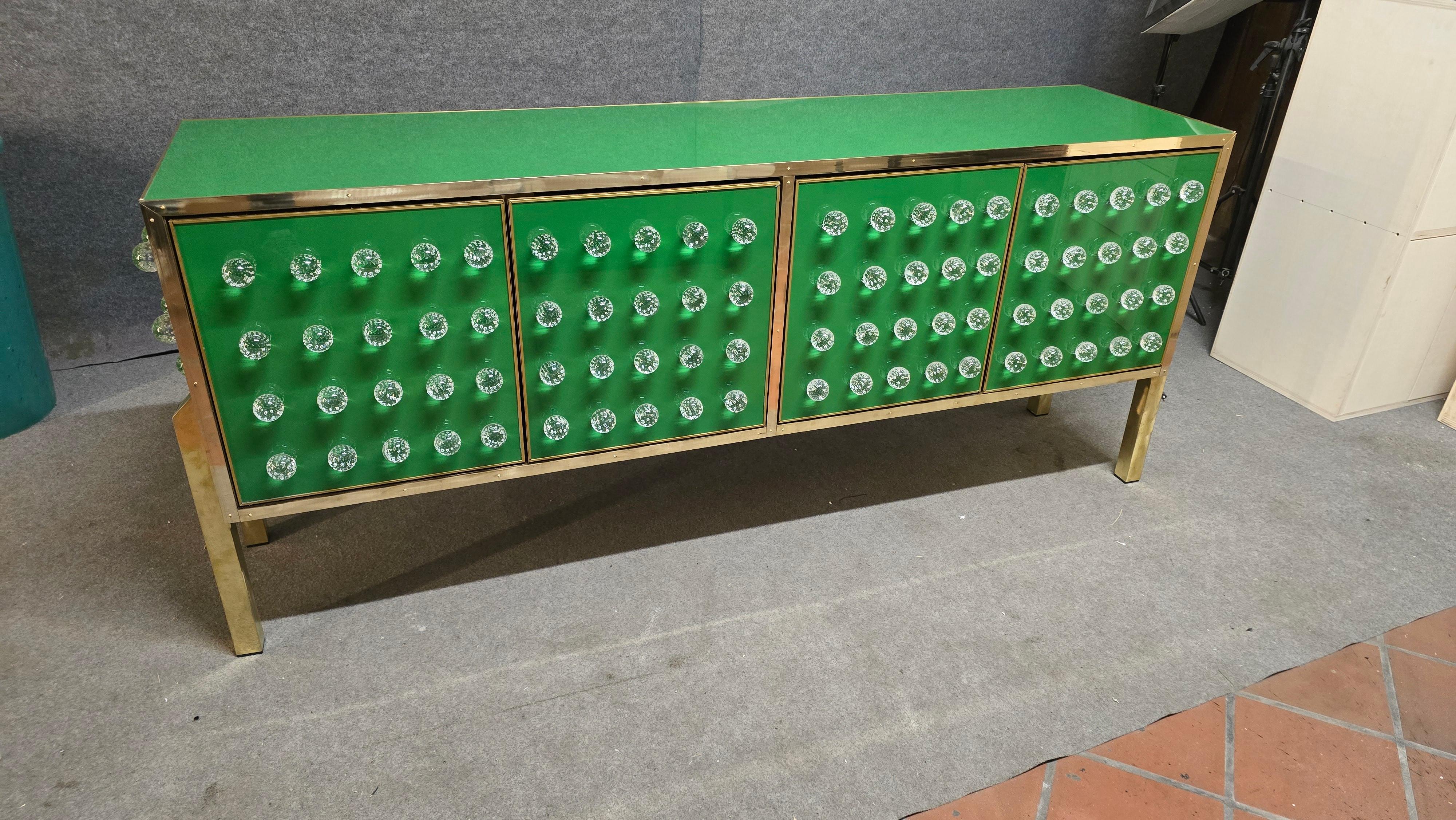 Brass & Murano Glass Sideboard with 120 Fused Spheres — Made in Italy in vendita 1