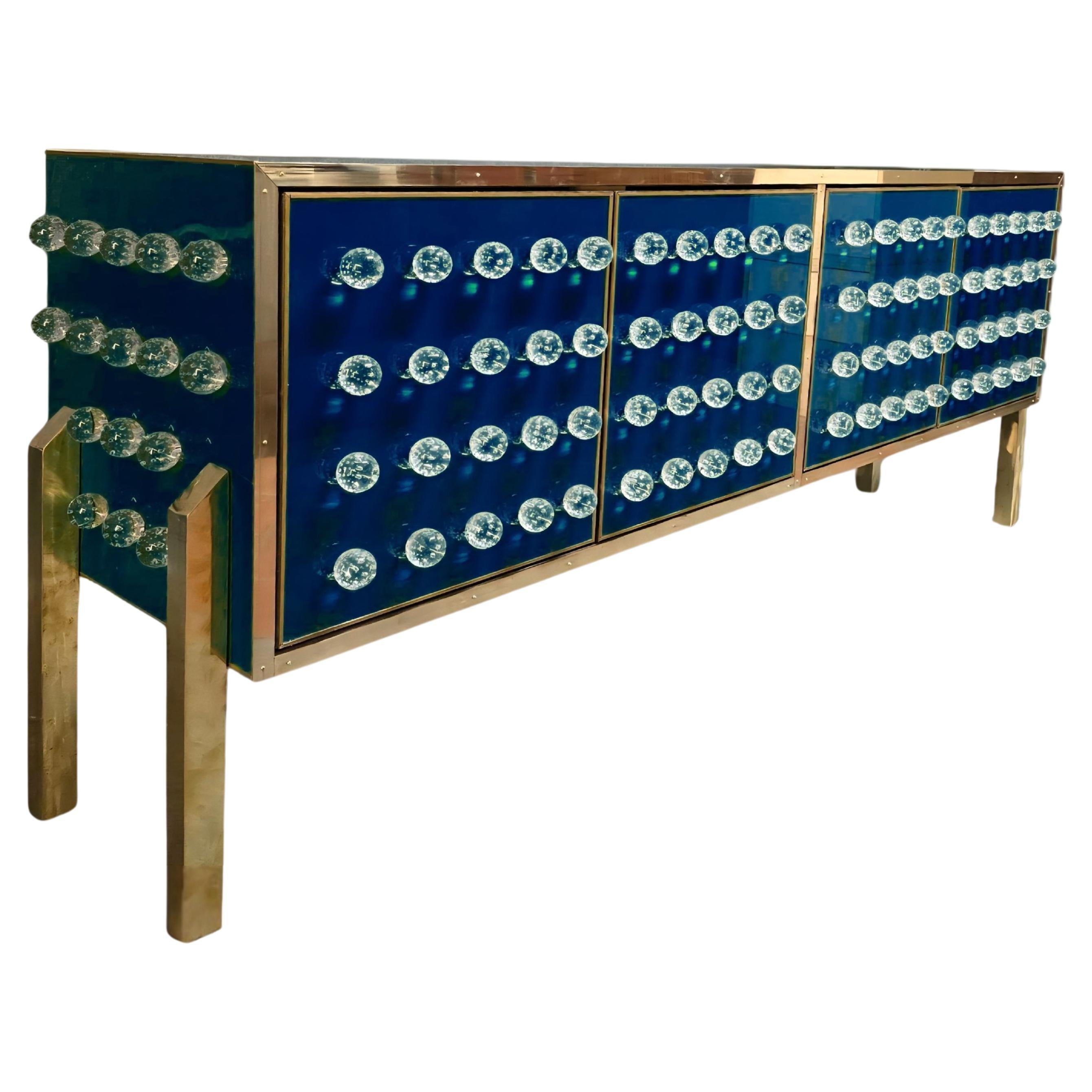 Sideboard aus Messing und Muranoglas mit 120 geschmolzenen Kugeln - Made in Italy