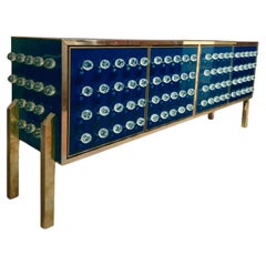 Brass & Murano Glass Sideboard with 120 Fused Spheres — Made in Italy