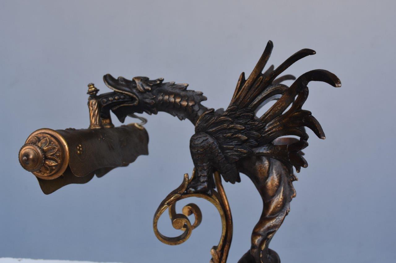 French Brass Napoleon III Style Table Lamp with Dragon