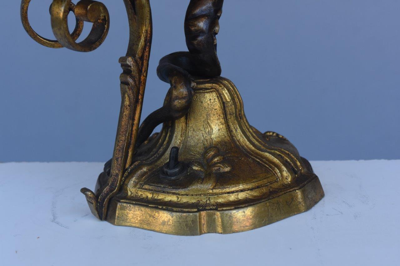 Late 19th Century Brass Napoleon III Style Table Lamp with Dragon