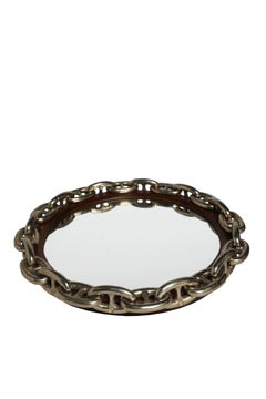 Brass Nautical Chain and Teak Wall Mirror