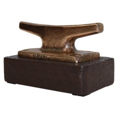 Brass Nautical Cleat on Wood Block