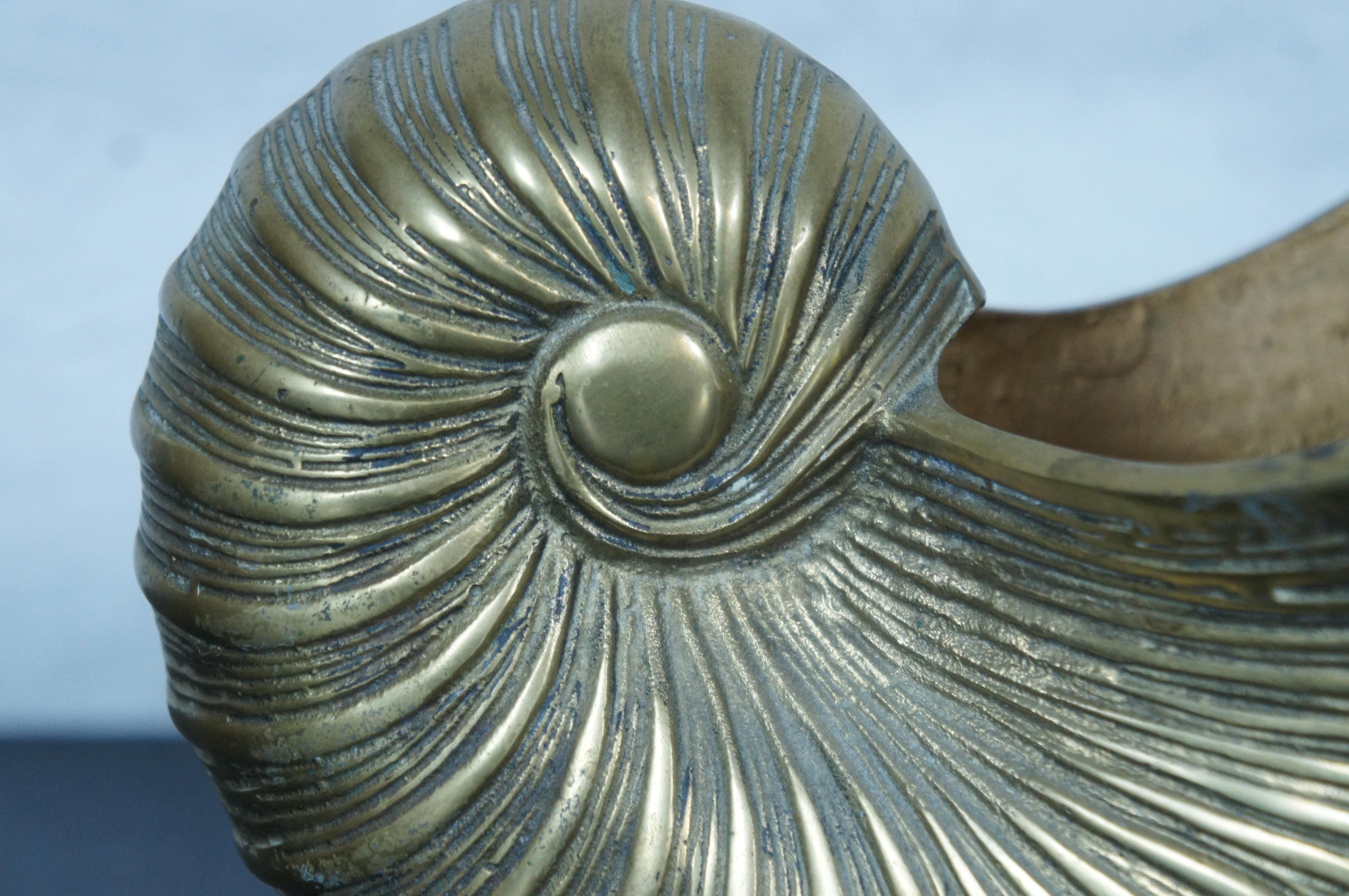 Compote jardinière de centre de table en laiton Nautilus Sea Shell de 12 pouces en vente 4