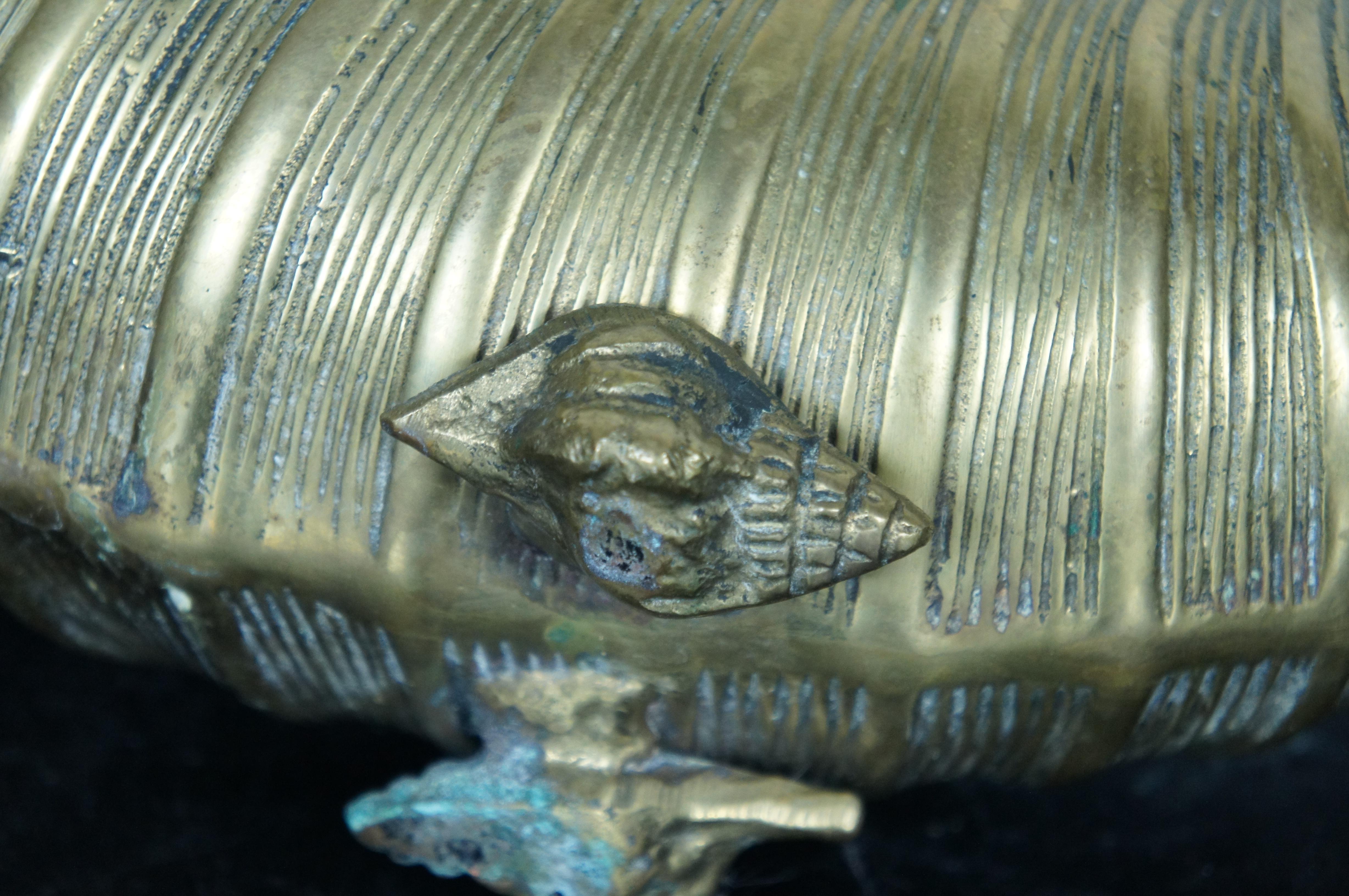 Compote jardinière de centre de table en laiton Nautilus Sea Shell de 12 pouces en vente 3