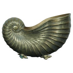 Messing Nautilus Muschel Tafelaufsatz Schale Pflanzgefäß Jardiniere Kompott 12"