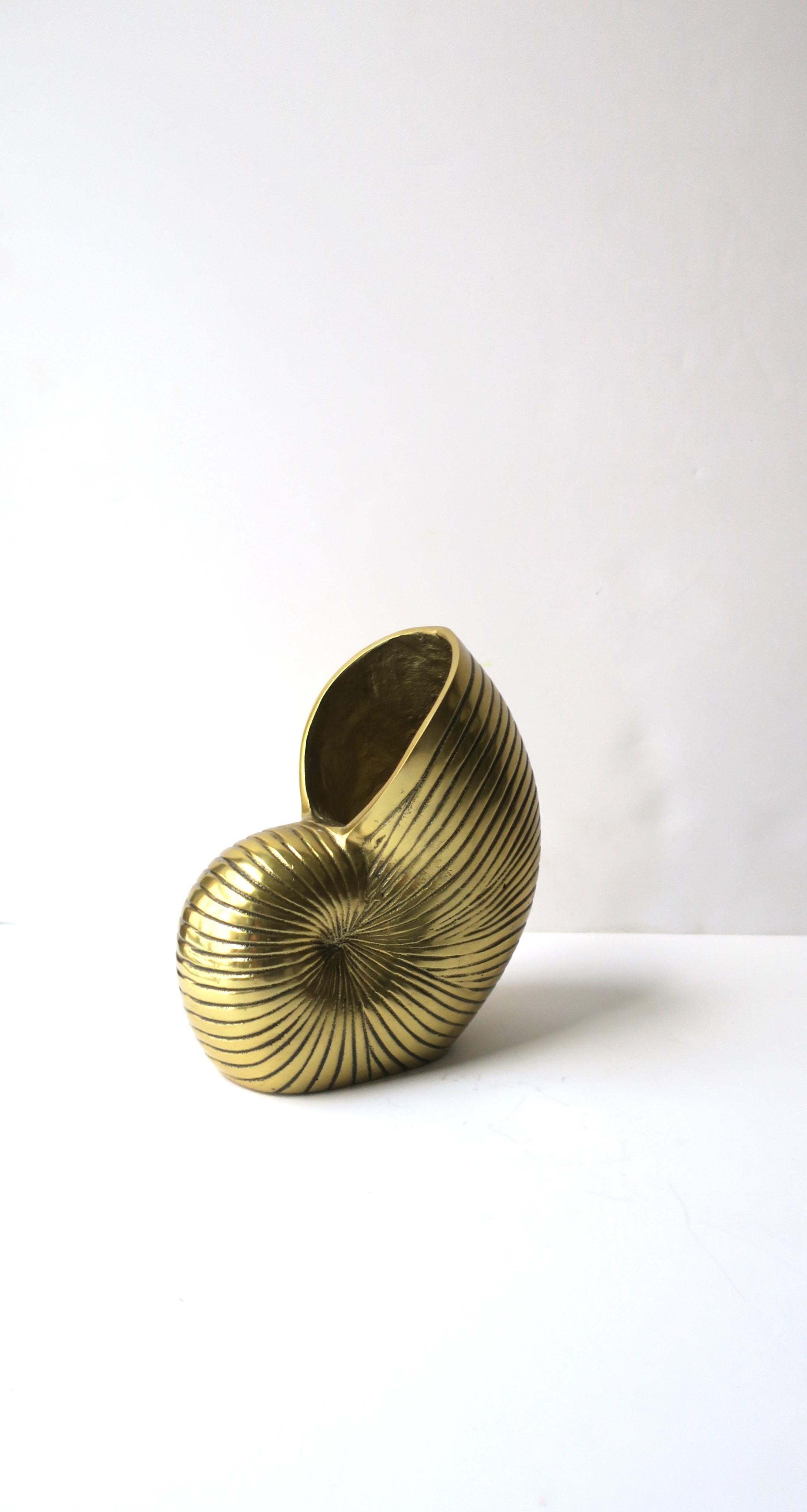 Brass Nautilus Seashell Vase, Planter, or Decorative Object For Sale 1