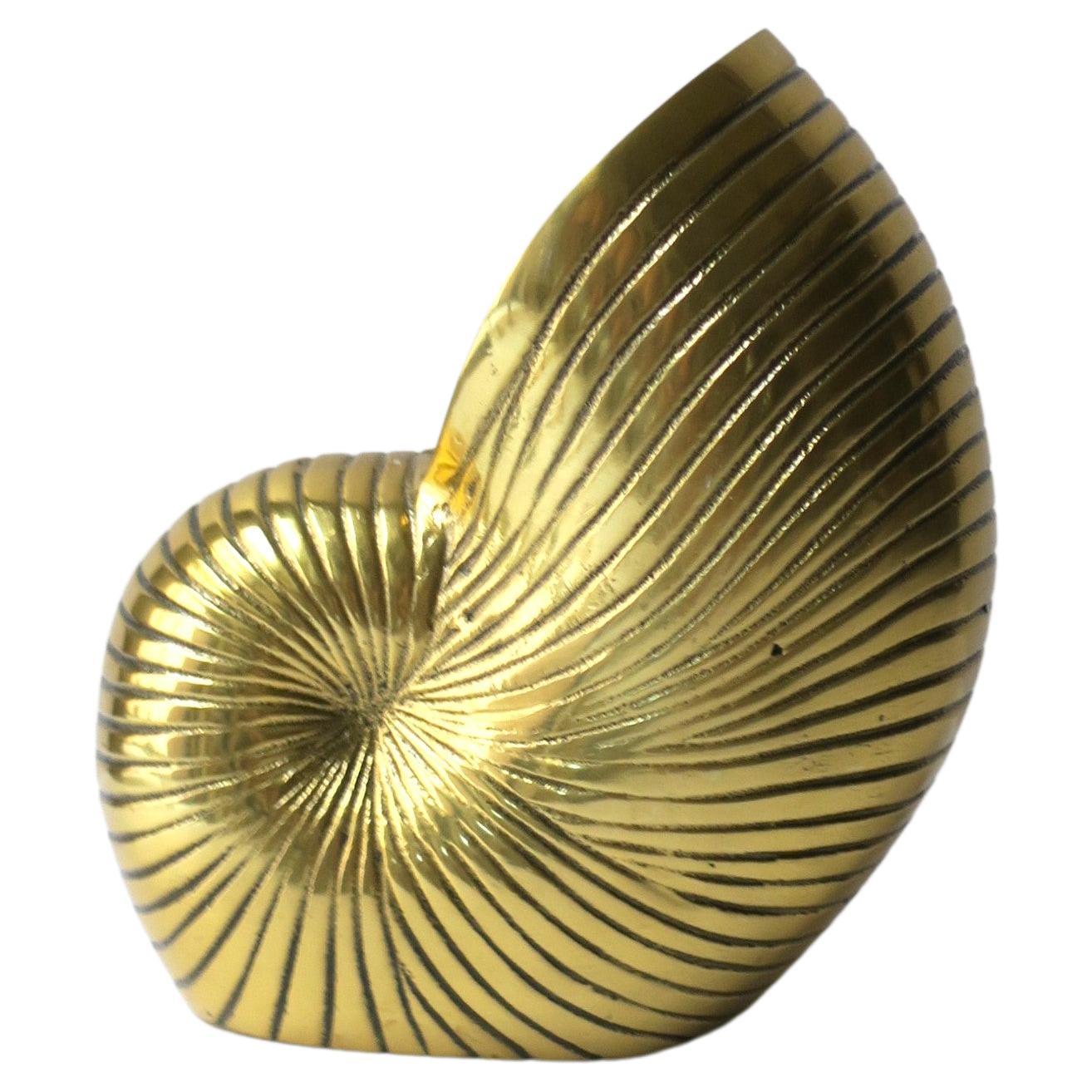 Brass Nautilus Seashell Vase, Planter, or Decorative Object For Sale
