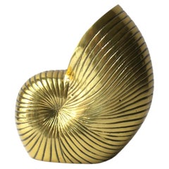 Vintage Brass Nautilus Seashell Vase, Planter, or Decorative Object
