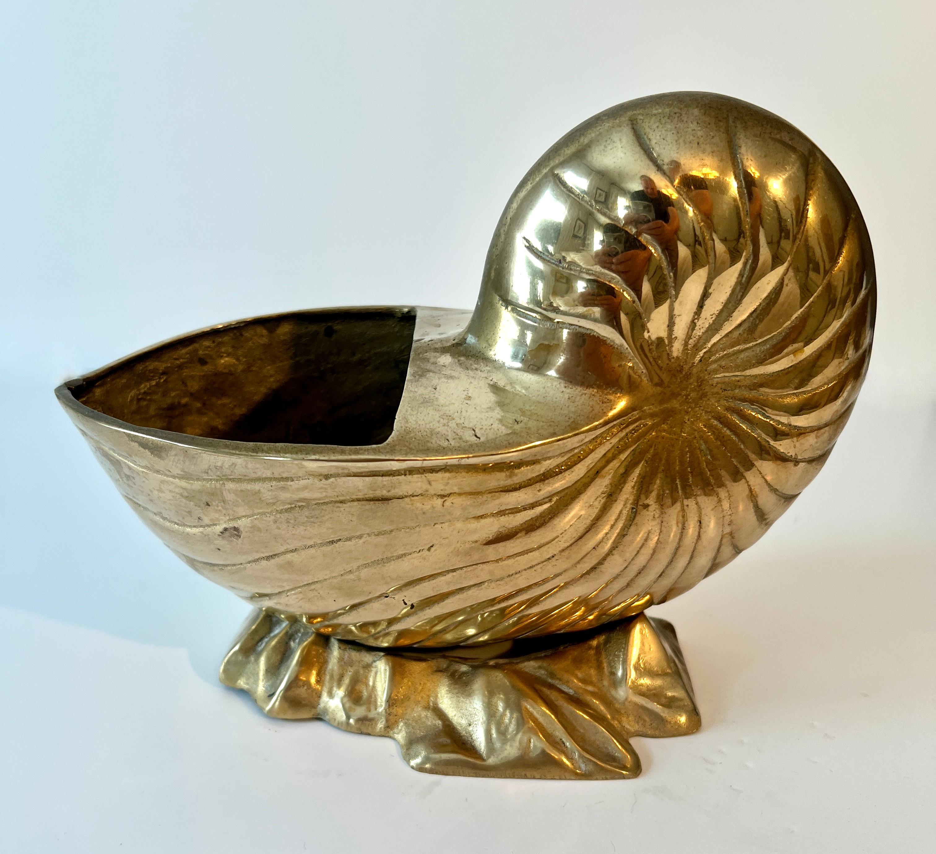 Großer und wunderschön gestalteter Nautilus Seashell / Schneckenhaus Form Pflanzer oder Jardiniere.  Ein schönes Gefäß für Orchideen, Topfpflanzen oder Gestecke.  Die Schale kann auch für Candies oder Collection'S verwendet werden. 

Eine