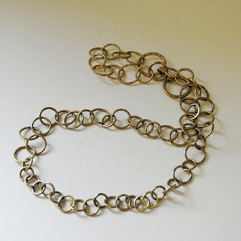 Mid-20th Century Brass Necklace or Hip Link by Anna Greta Eker, Norway, 1960s-1970s