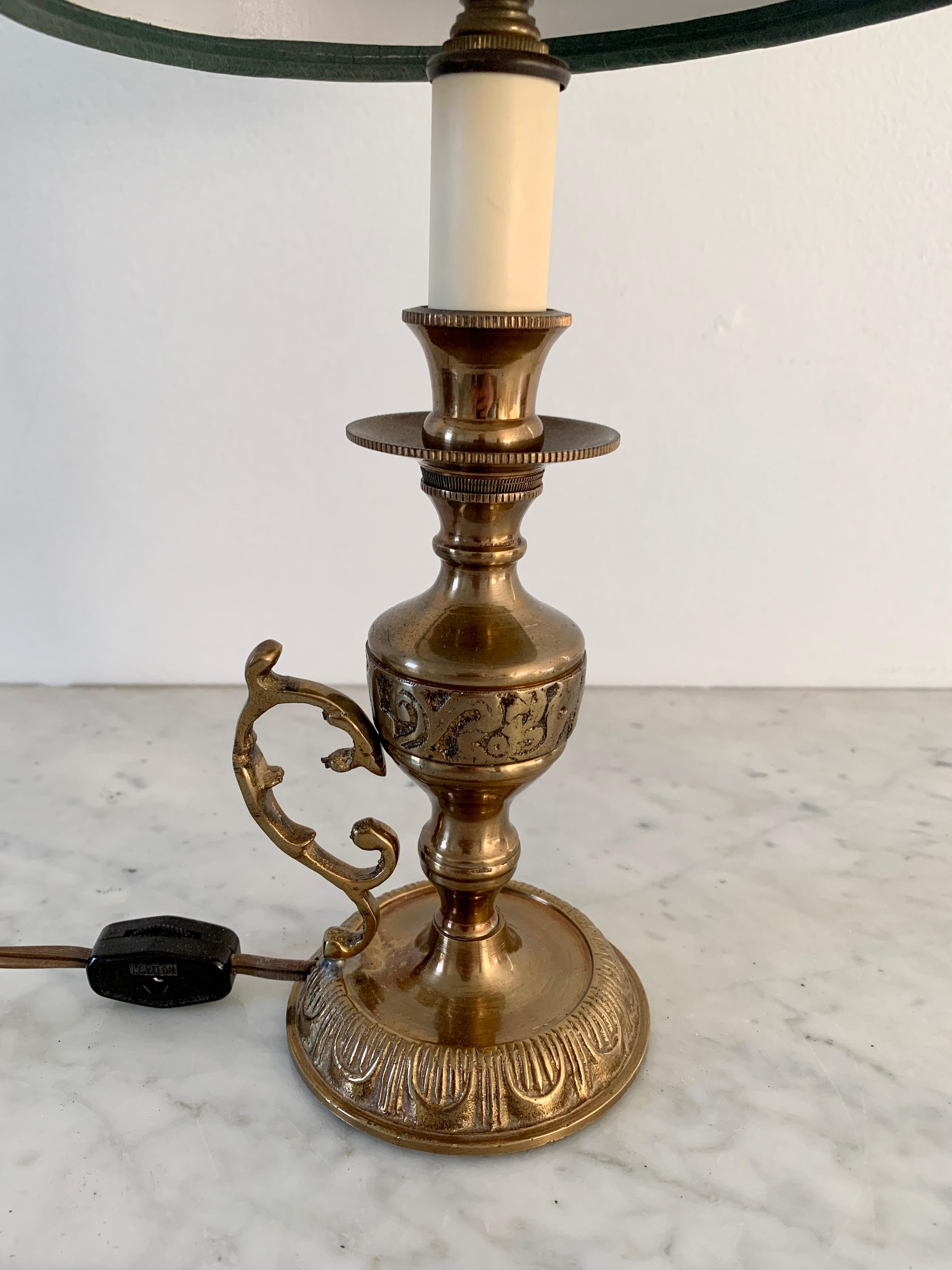 Brass Neoclassical Candlestick Lamp In Good Condition In Elkhart, IN