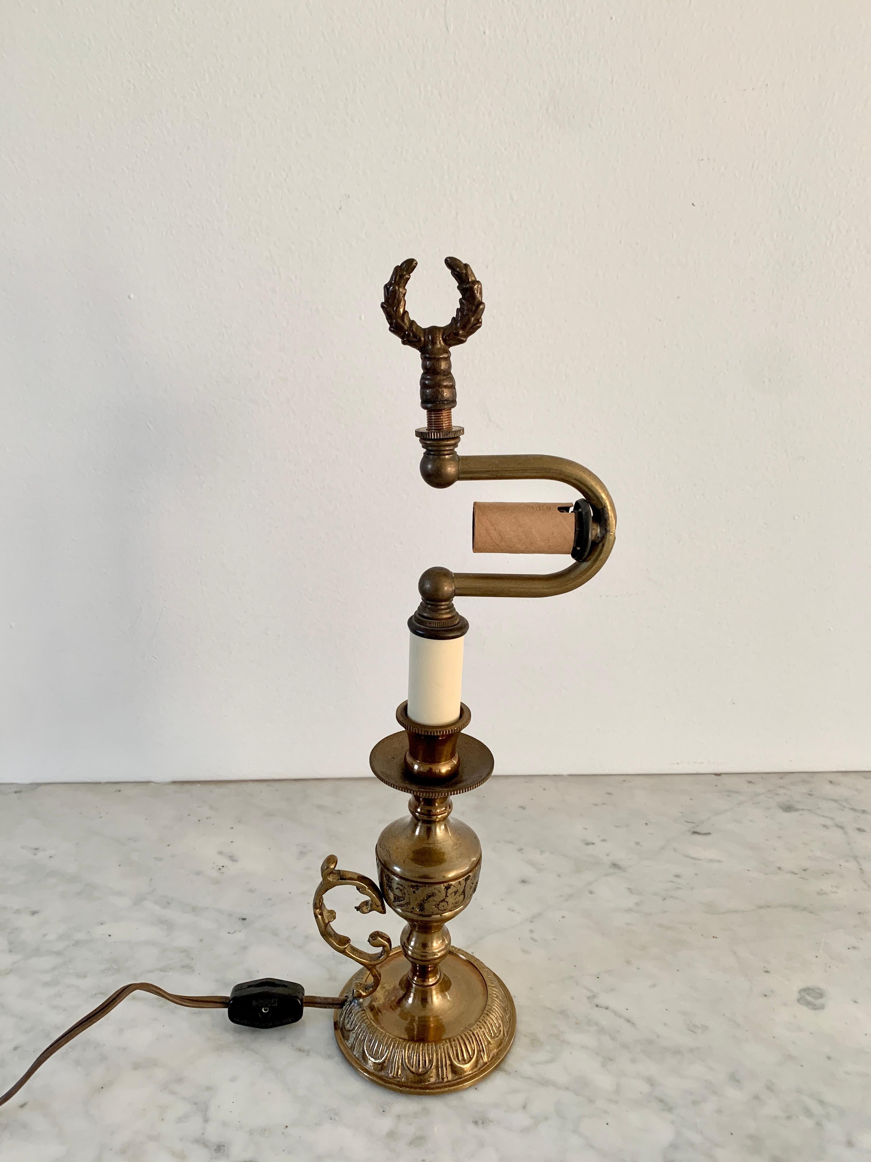 Brass Neoclassical Candlestick Lamp 3