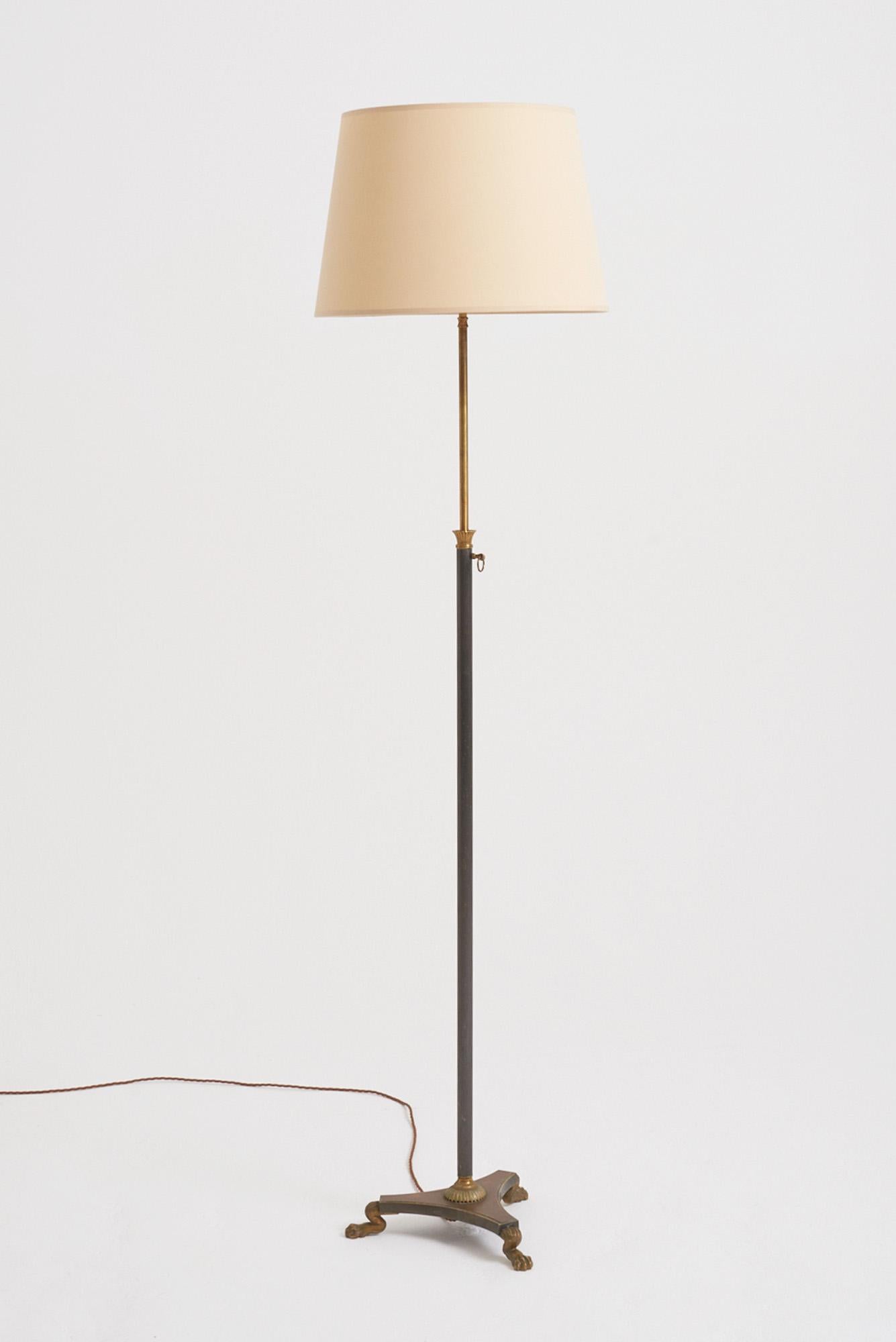 French Brass Neoclassical Floor Lamp, 1940s