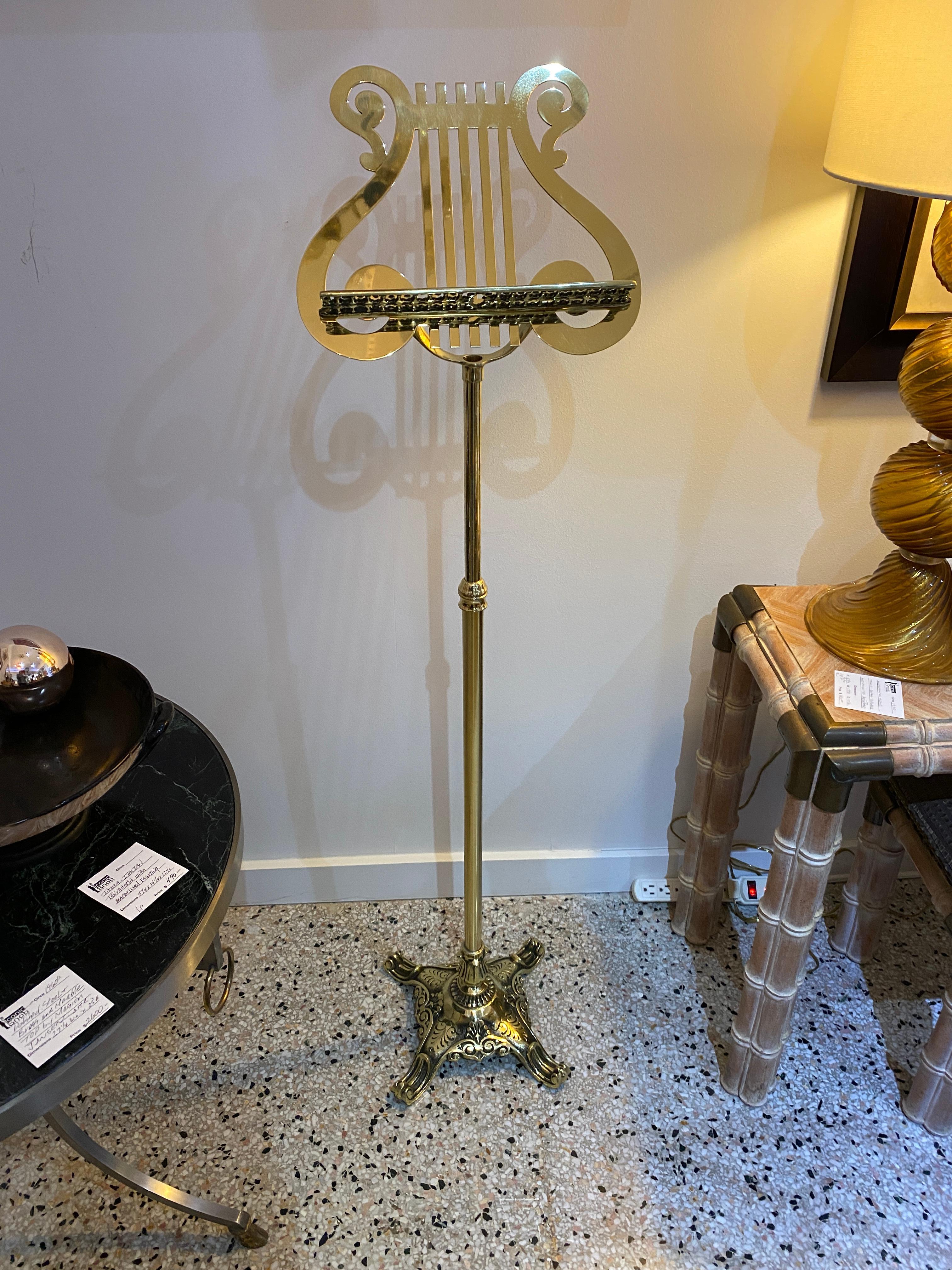 This stylish, neoclassical form, brass music stand is adjustable and will make a beautiful edition to your musical talent.

Note: The lip measures 2