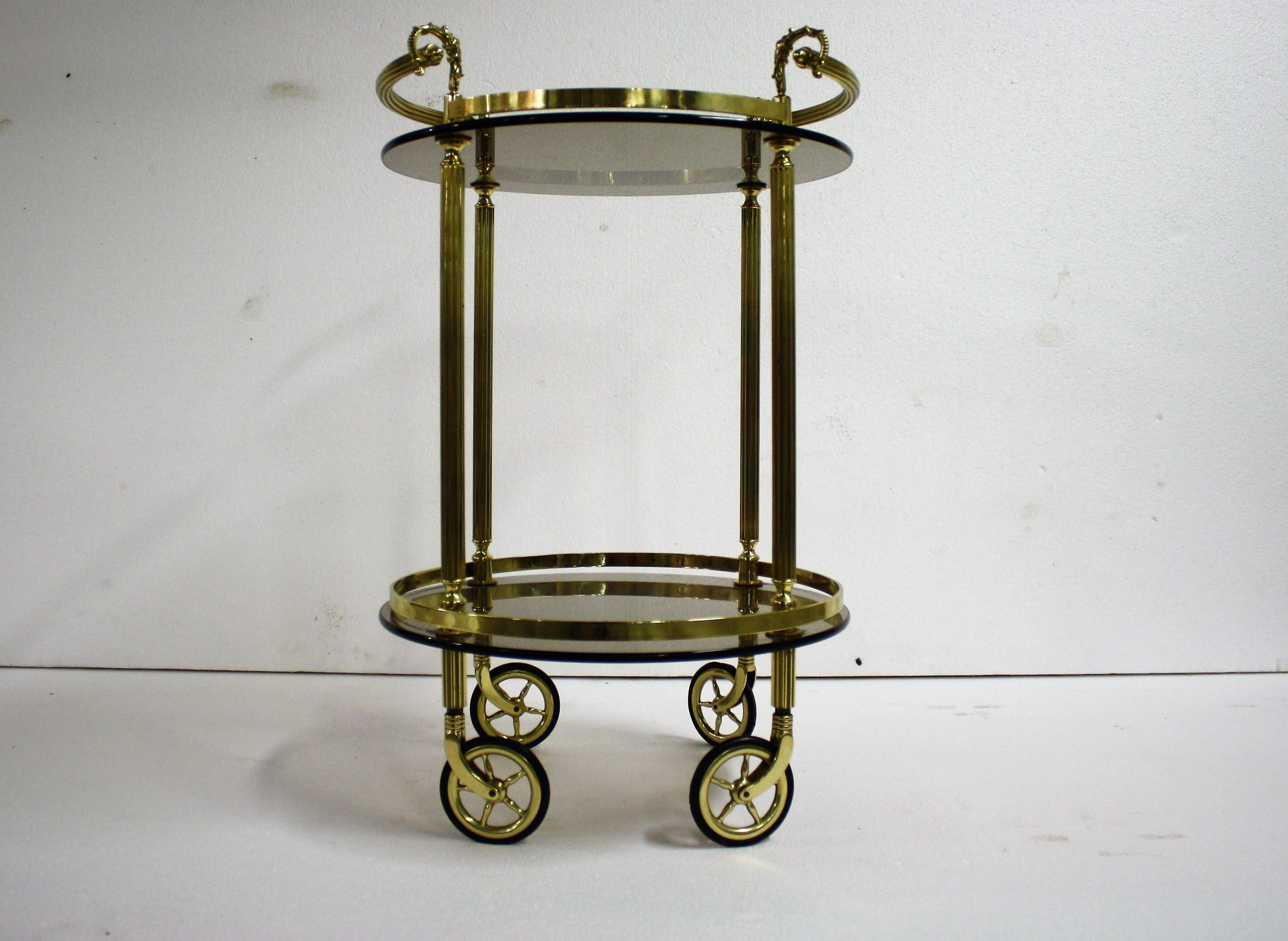 French Brass Neoclassical Trolley, France, 1960s