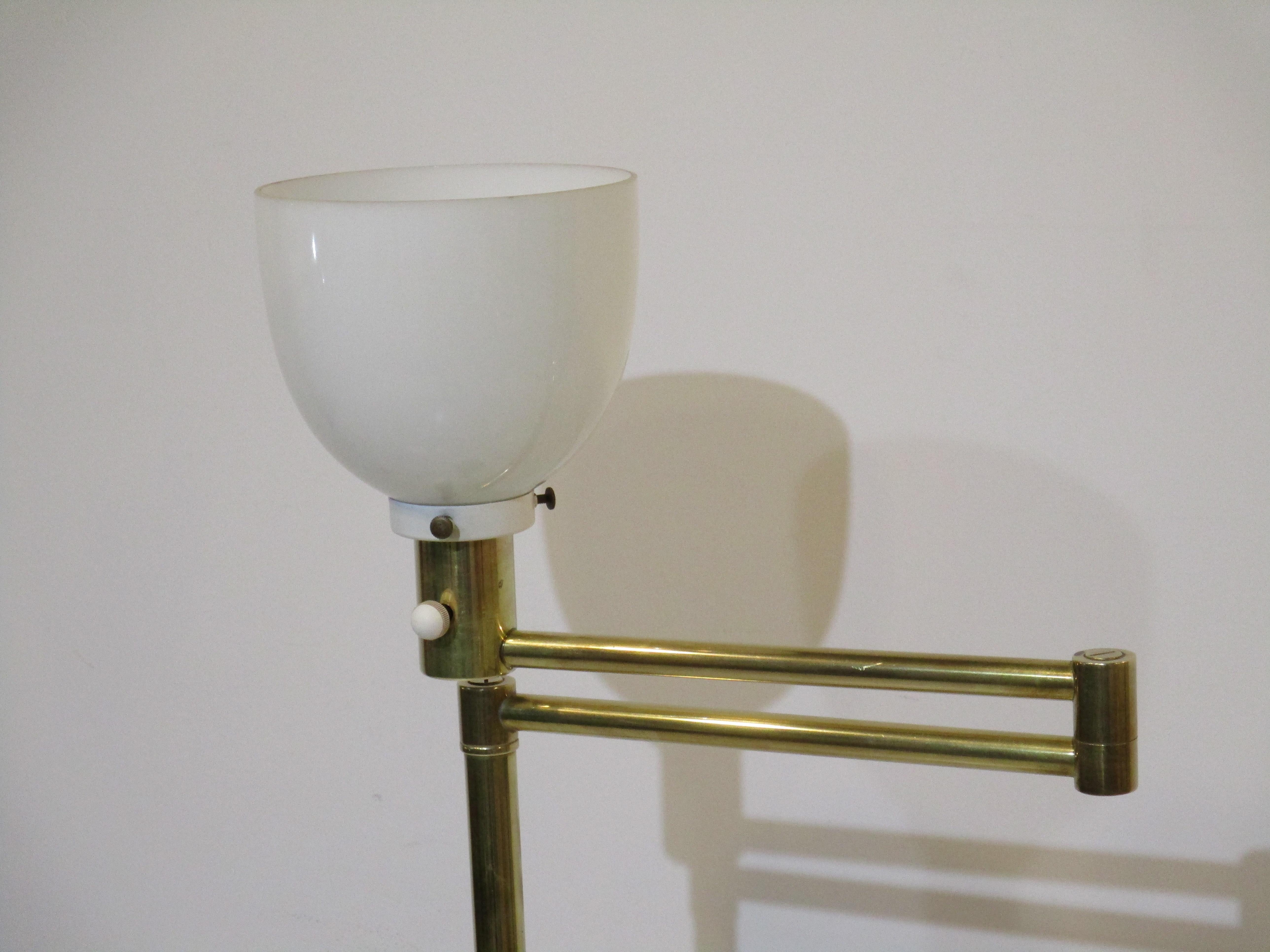 Brass Nessen Swing Arm Floor Lamp by Walter Von Nessen In Good Condition In Cincinnati, OH