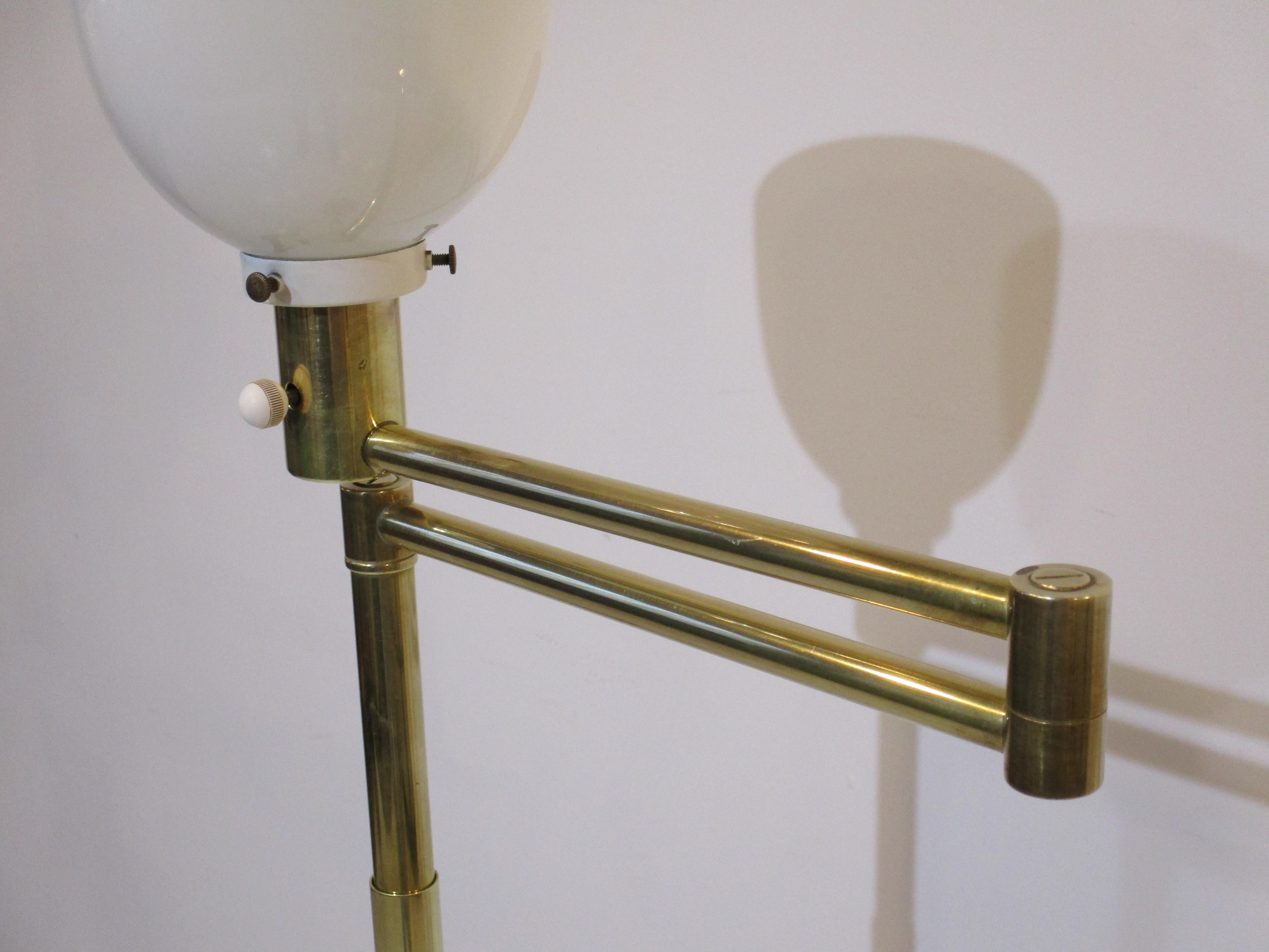 20th Century Brass Nessen Swing Arm Floor Lamp by Walter Von Nessen