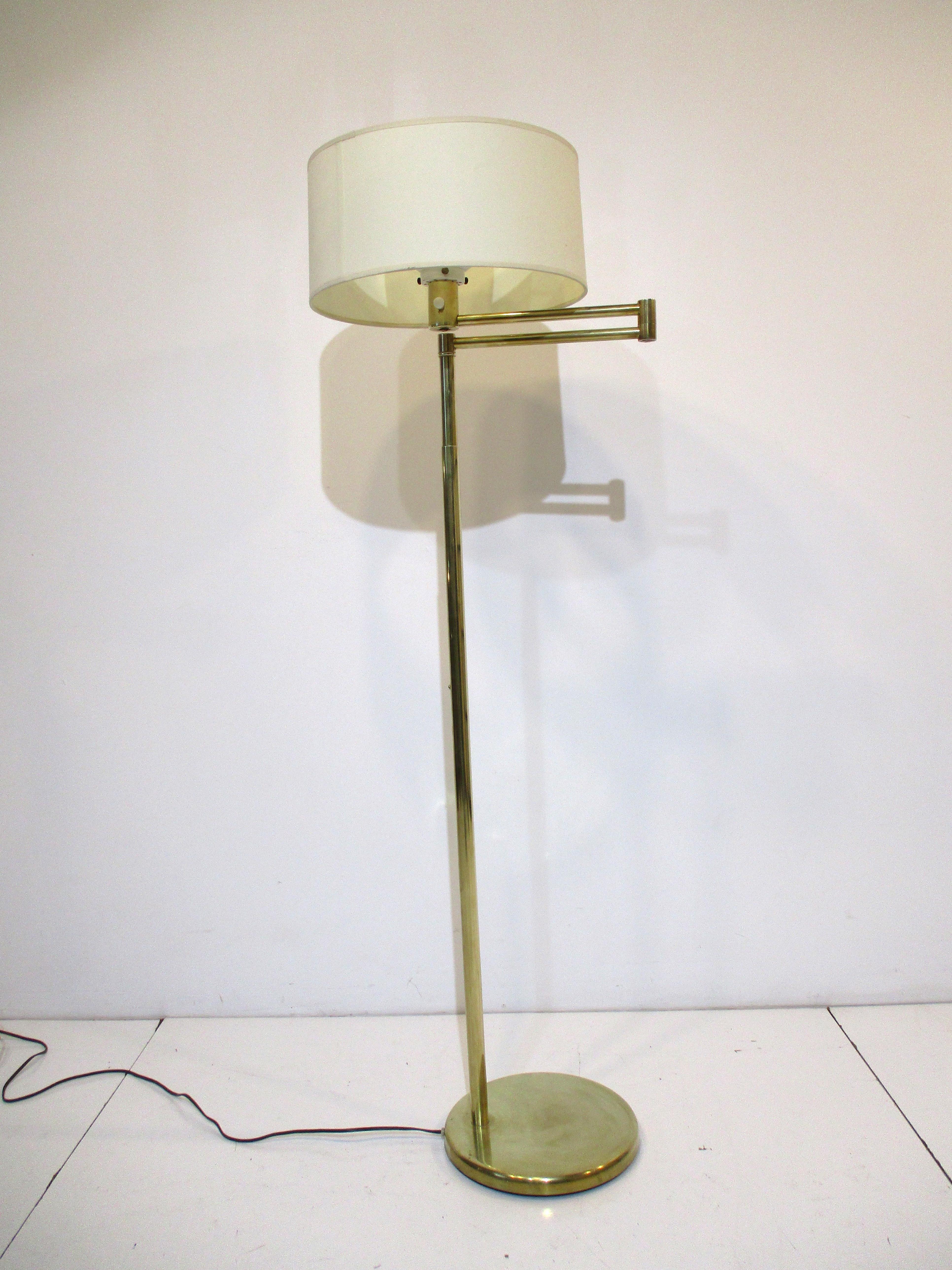Brass Nessen Swing Arm Floor Lamp by Walter Von Nessen 2