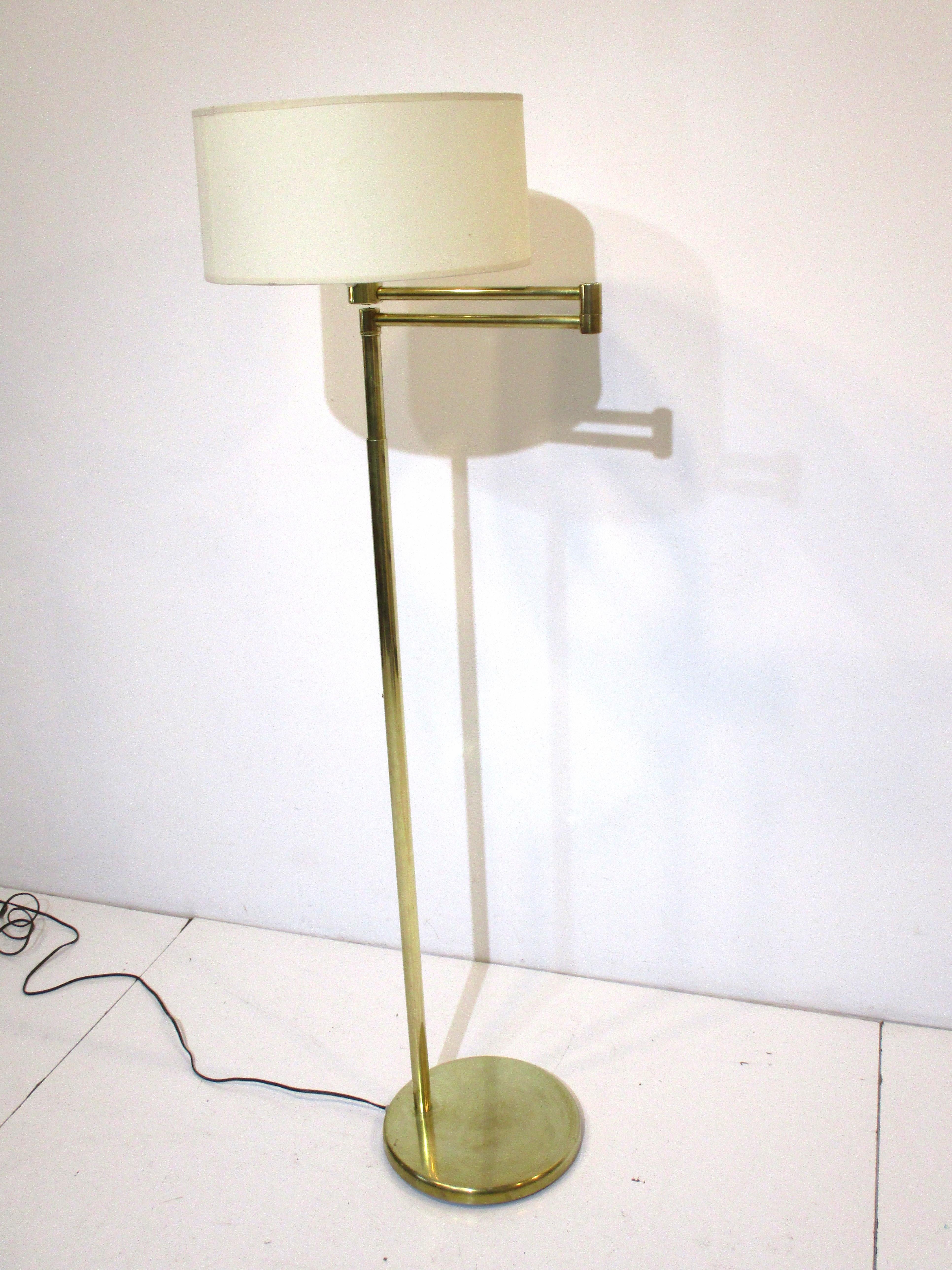 Brass Nessen Swing Arm Floor Lamp by Walter Von Nessen 3