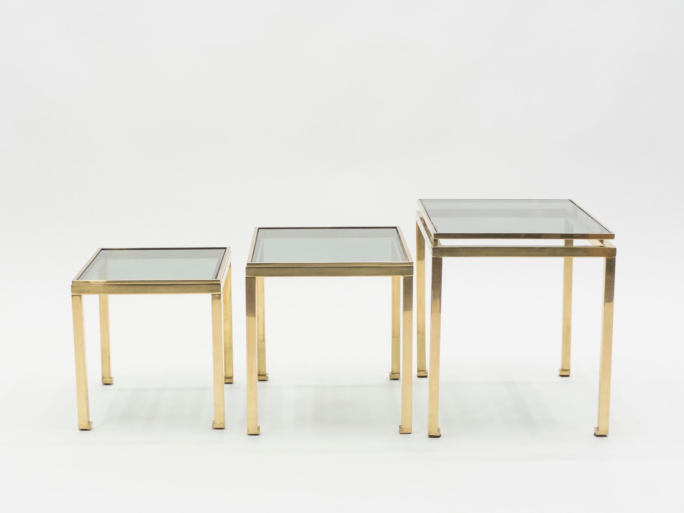 Brass Nesting Table by Guy Lefevre for Maison Jansen, 1970s 5