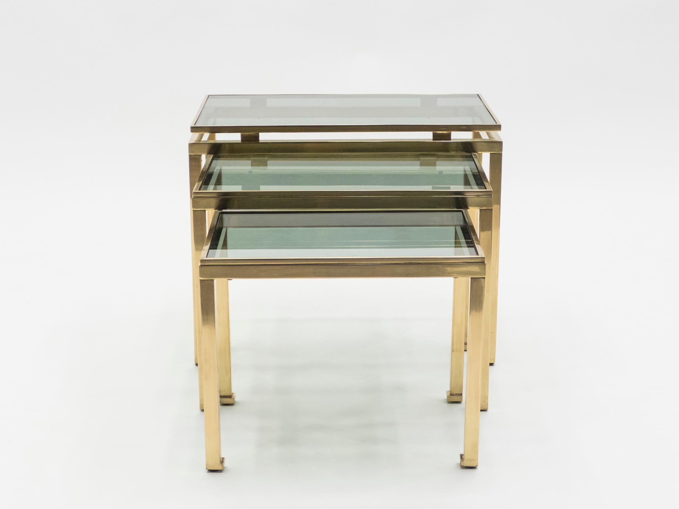 Brass Nesting Table by Guy Lefevre for Maison Jansen, 1970s 9