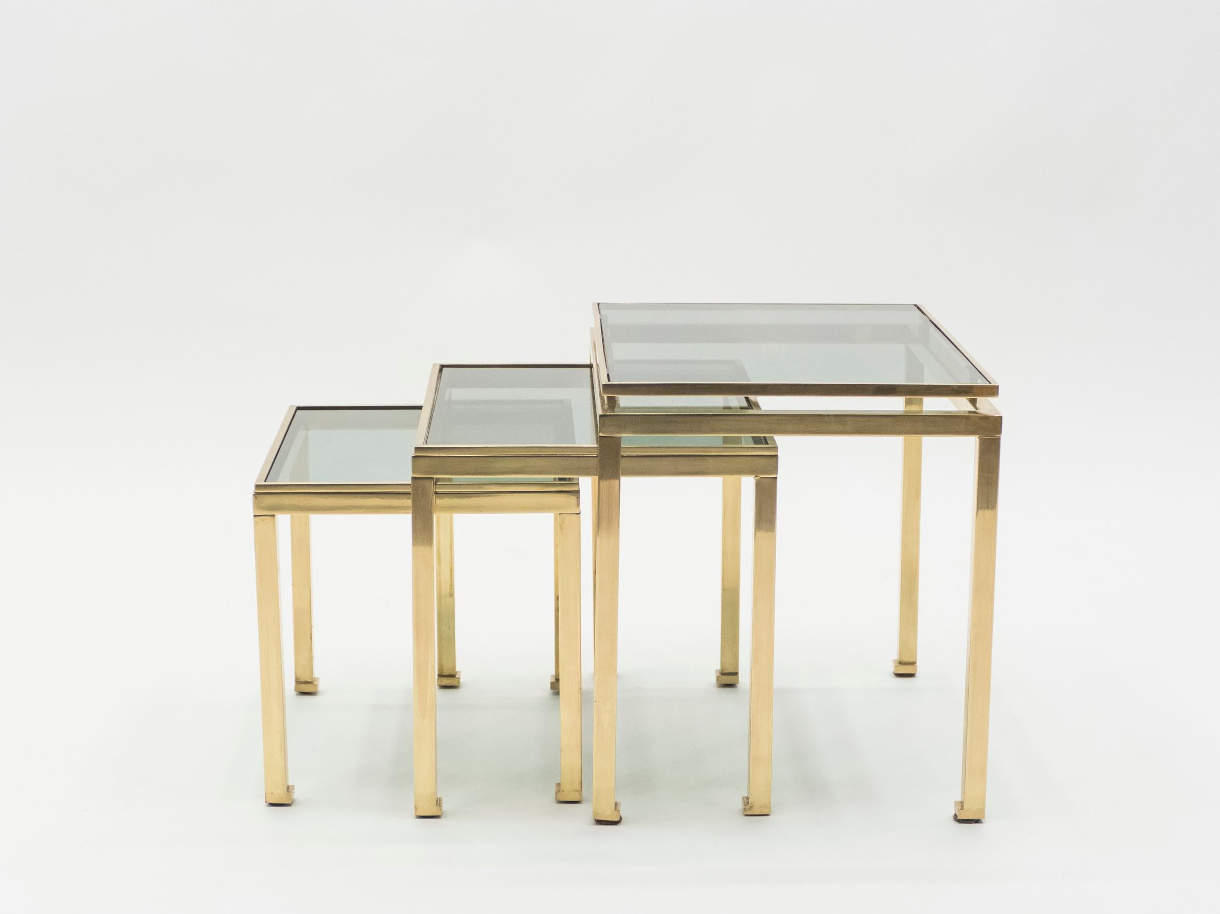 Brass Nesting Table by Guy Lefevre for Maison Jansen, 1970s 1