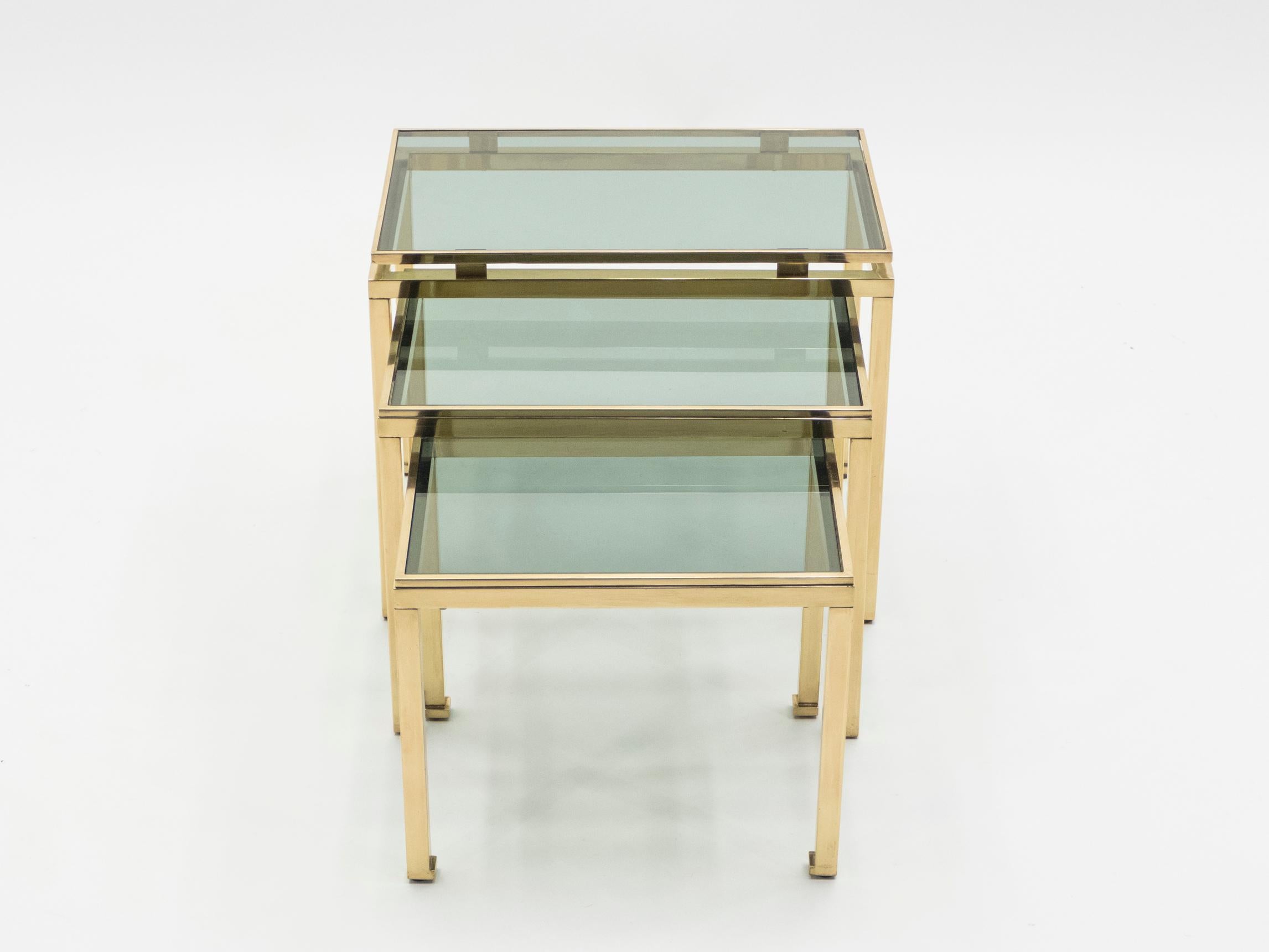 Brass Nesting Table by Guy Lefevre for Maison Jansen, 1970s 2