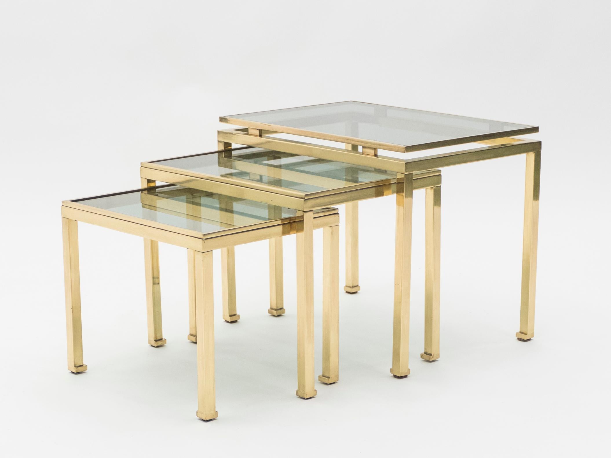 Brass Nesting Table by Guy Lefevre for Maison Jansen, 1970s 3