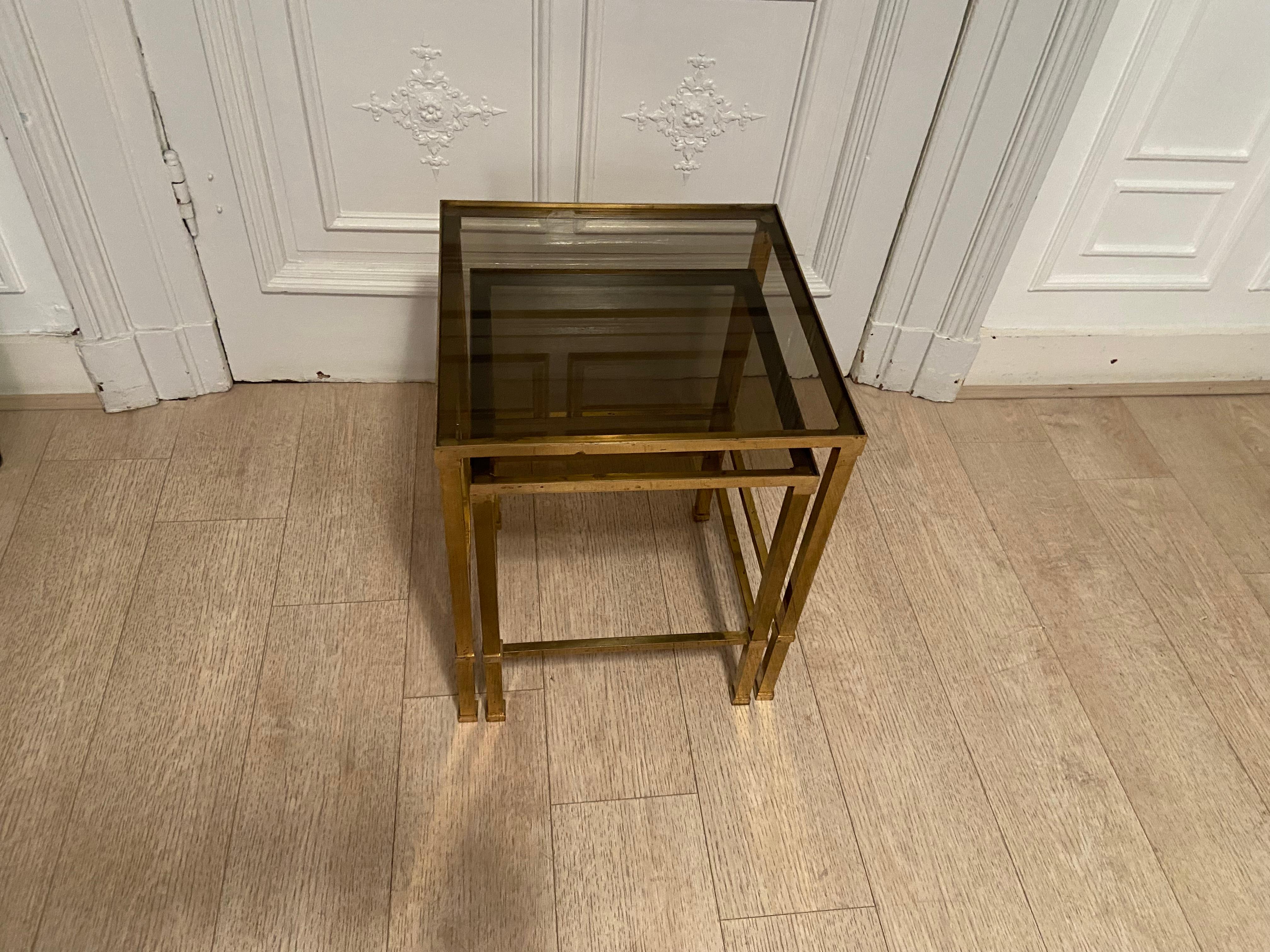 Mid-Century Modern Brass Nesting Tables, 1970s For Sale