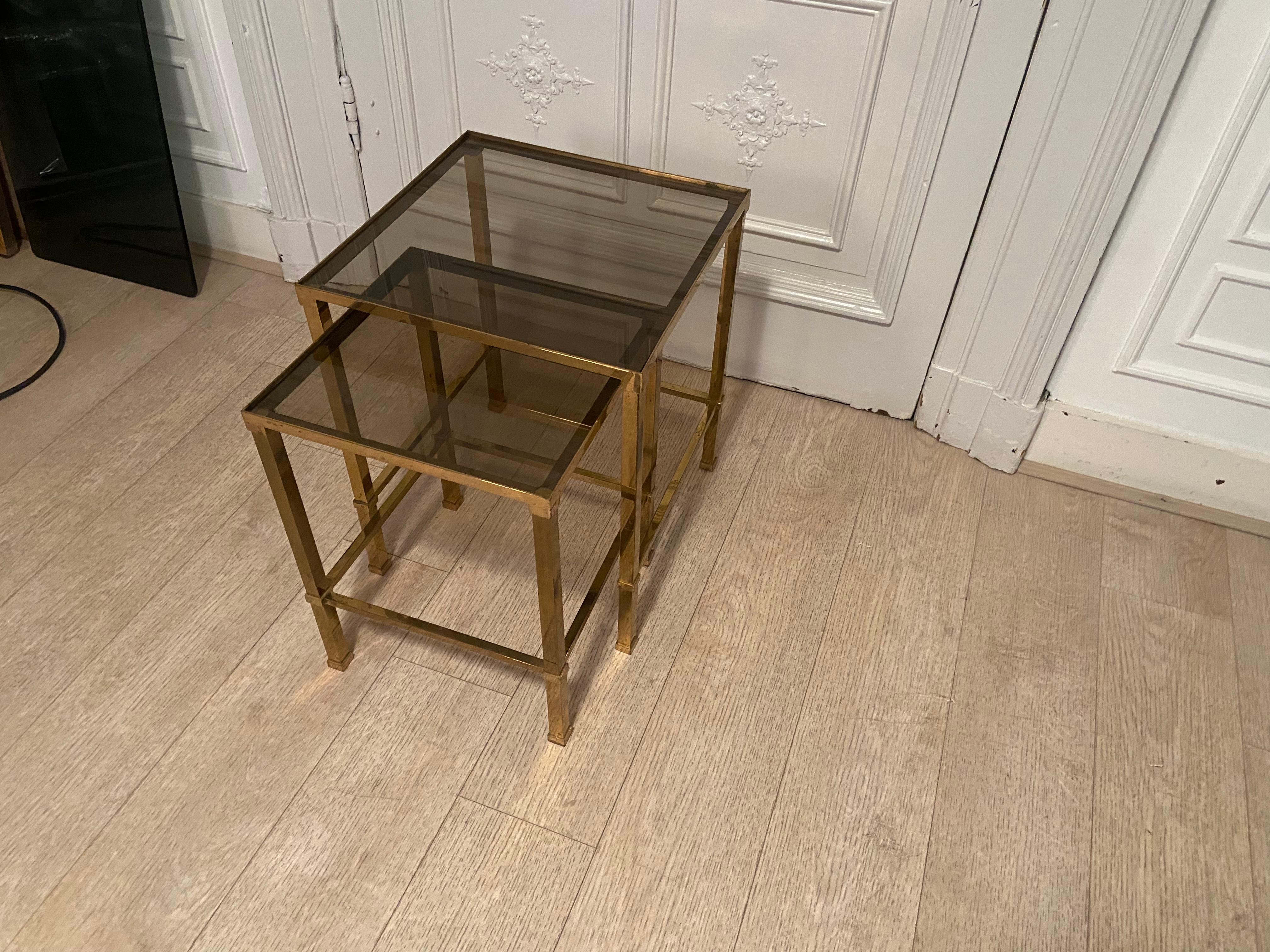 Brass Nesting Tables, 1970s In Good Condition For Sale In Brussels , BE