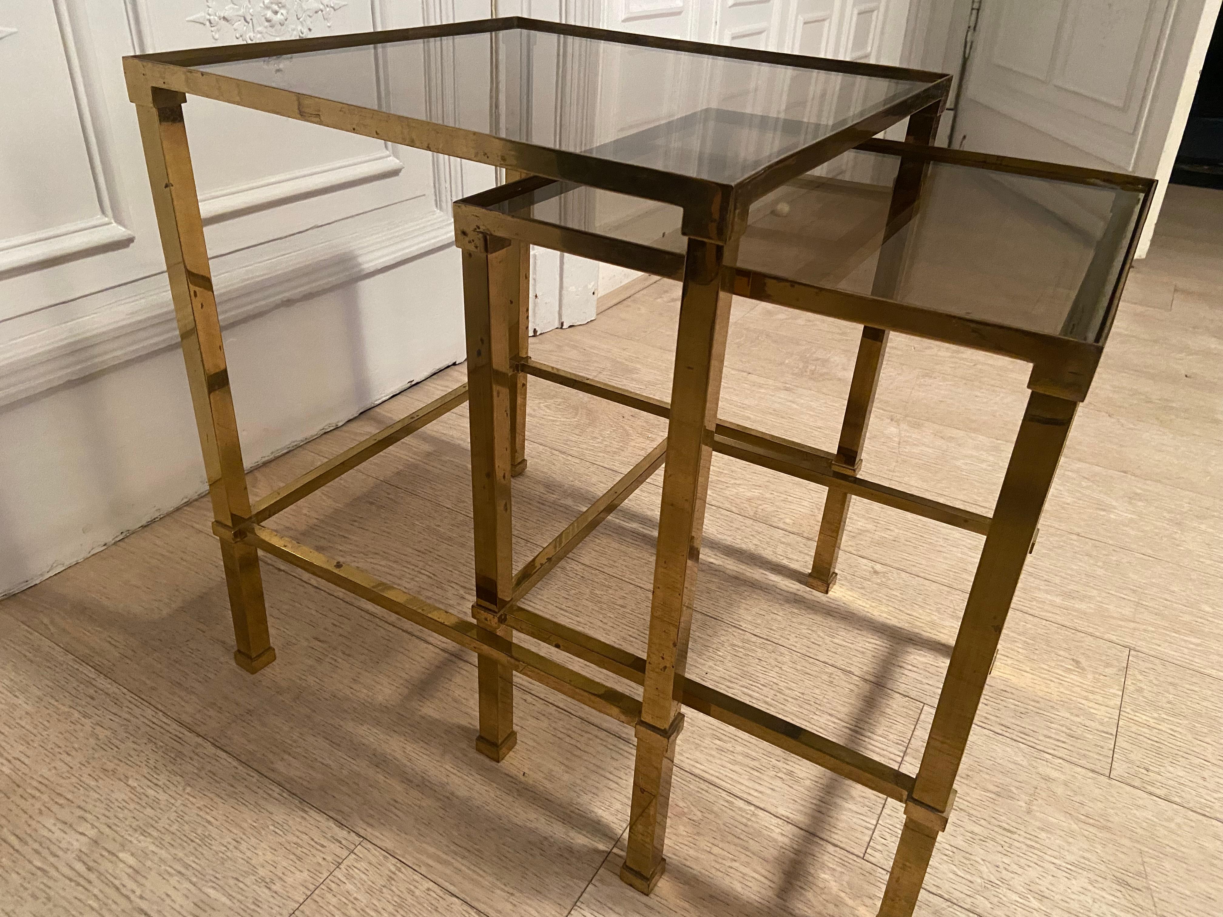 Brass Nesting Tables, 1970s For Sale 1