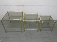 Brass Nesting Tables Attributed to Maison Raphael