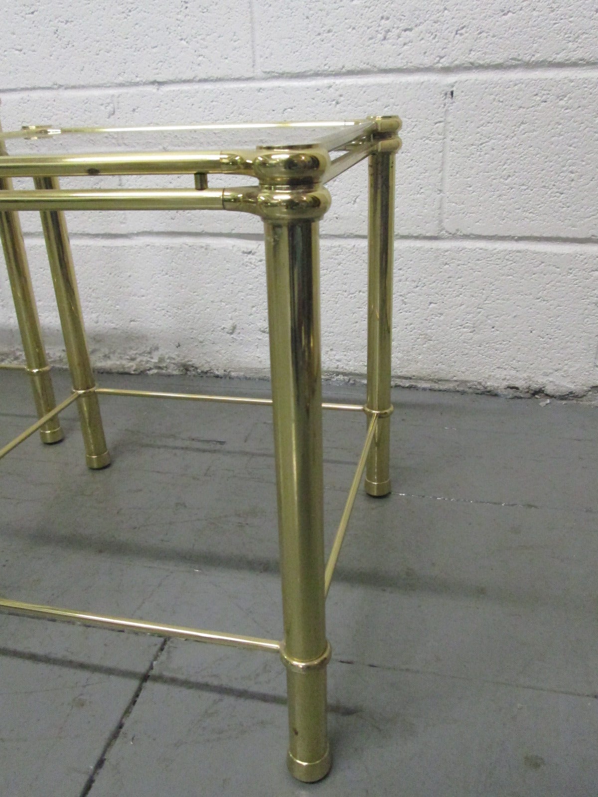 Mid-Century Modern Brass Nesting Tables Attributed to Maison Raphael For Sale