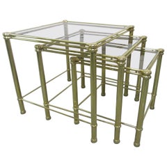 Brass Nesting Tables Attributed to Maison Raphael
