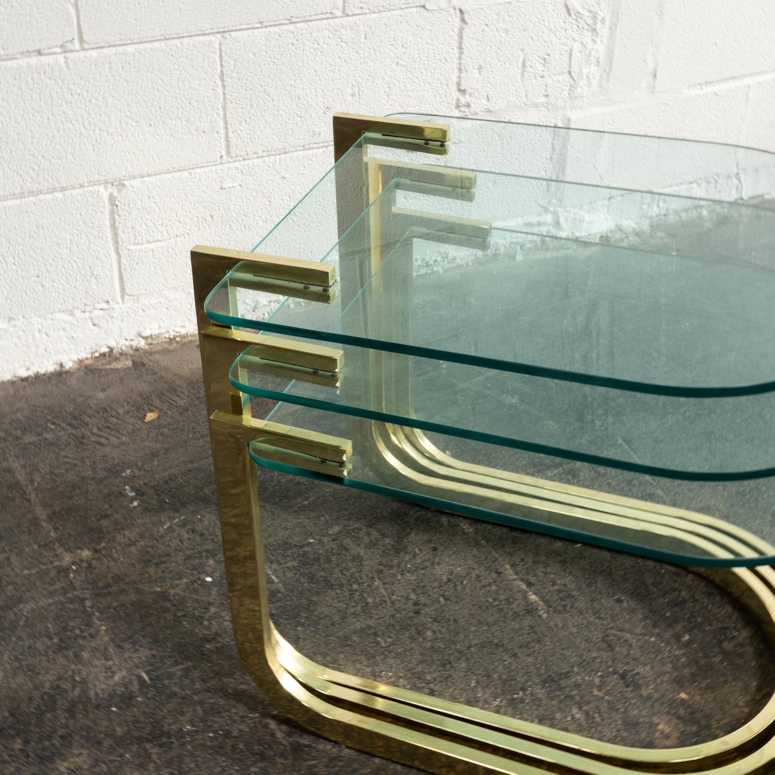 Hollywood Regency Brass Nesting Tables by Design Institute of America, 1980s