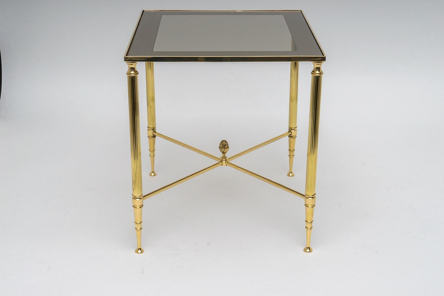 Maison Jansen Brass Nesting Tables In Good Condition For Sale In West Palm Beach, FL