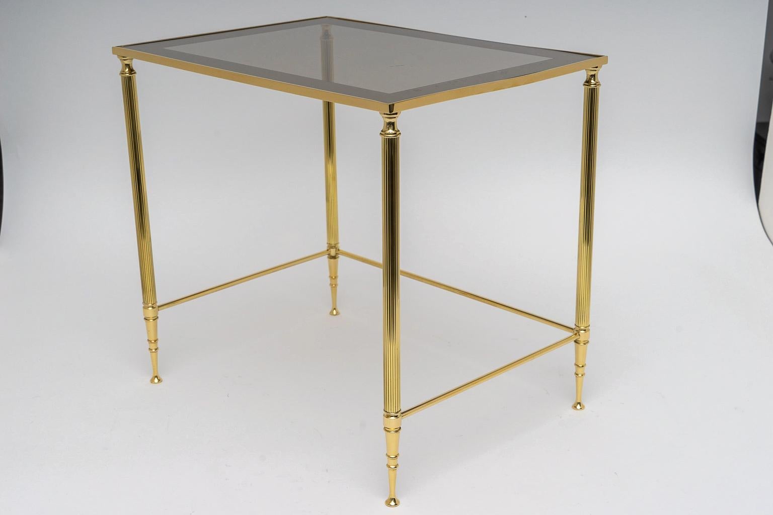 Glass Maison Jansen Brass Nesting Tables For Sale