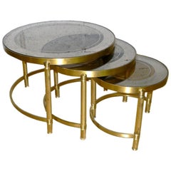 Vintage brass nesting tables