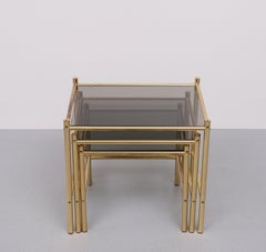 Brass nesting tables Hollywood Regency 1970s France