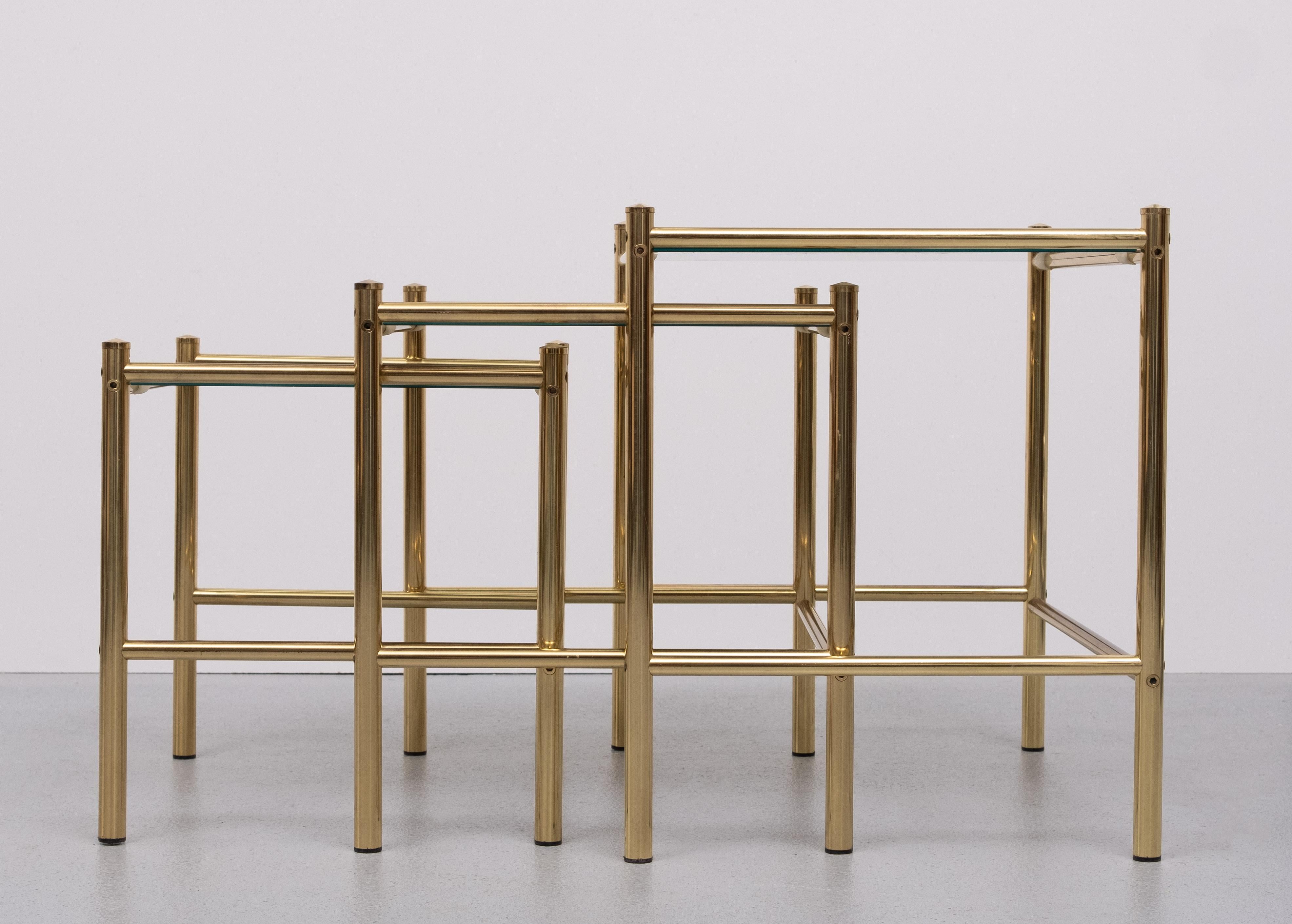 Brass nesting tables Hollywood Regency 1970s France For Sale 2