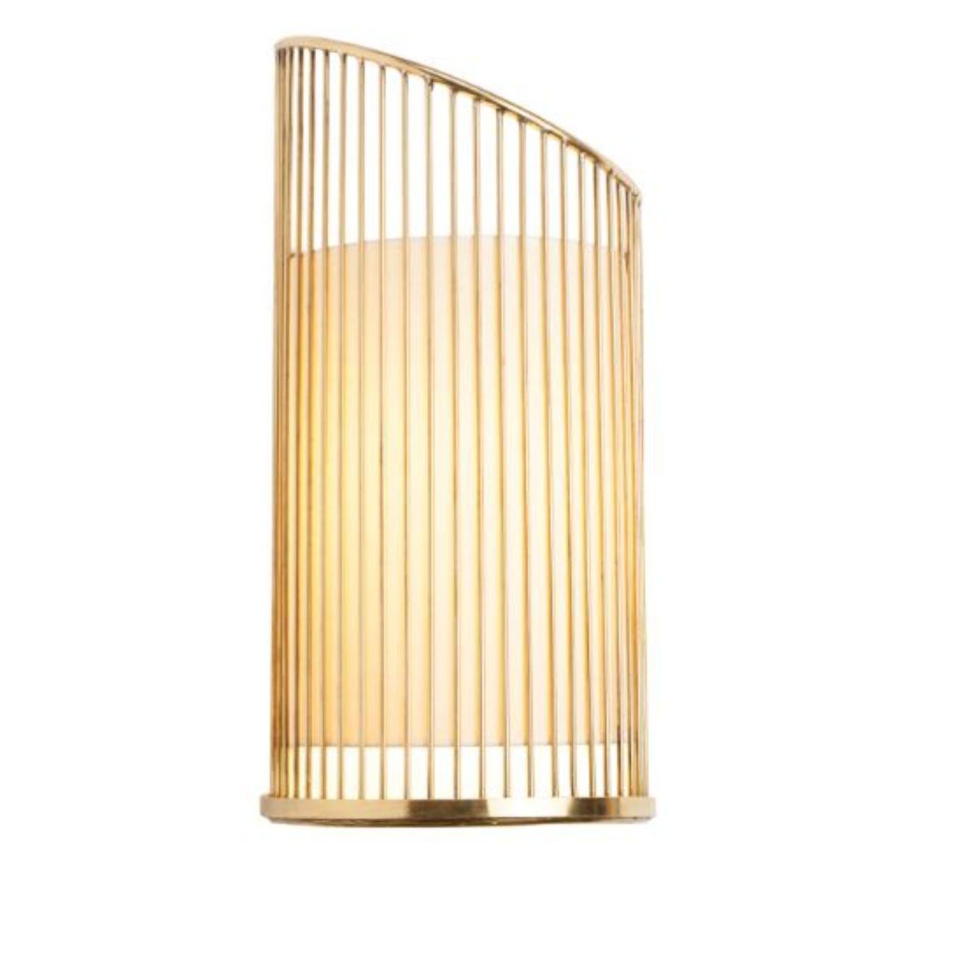 Brass new spider wall lamp with brass ring by Dooq.
Dimensions: W 25x D 15x H 50cm.
Materials: lacquered metal, polished or brushed metal, brass.
abat-jour: cotton
Also available in different colors and materials. 

Information:
230V/50Hz
E14/1x15W