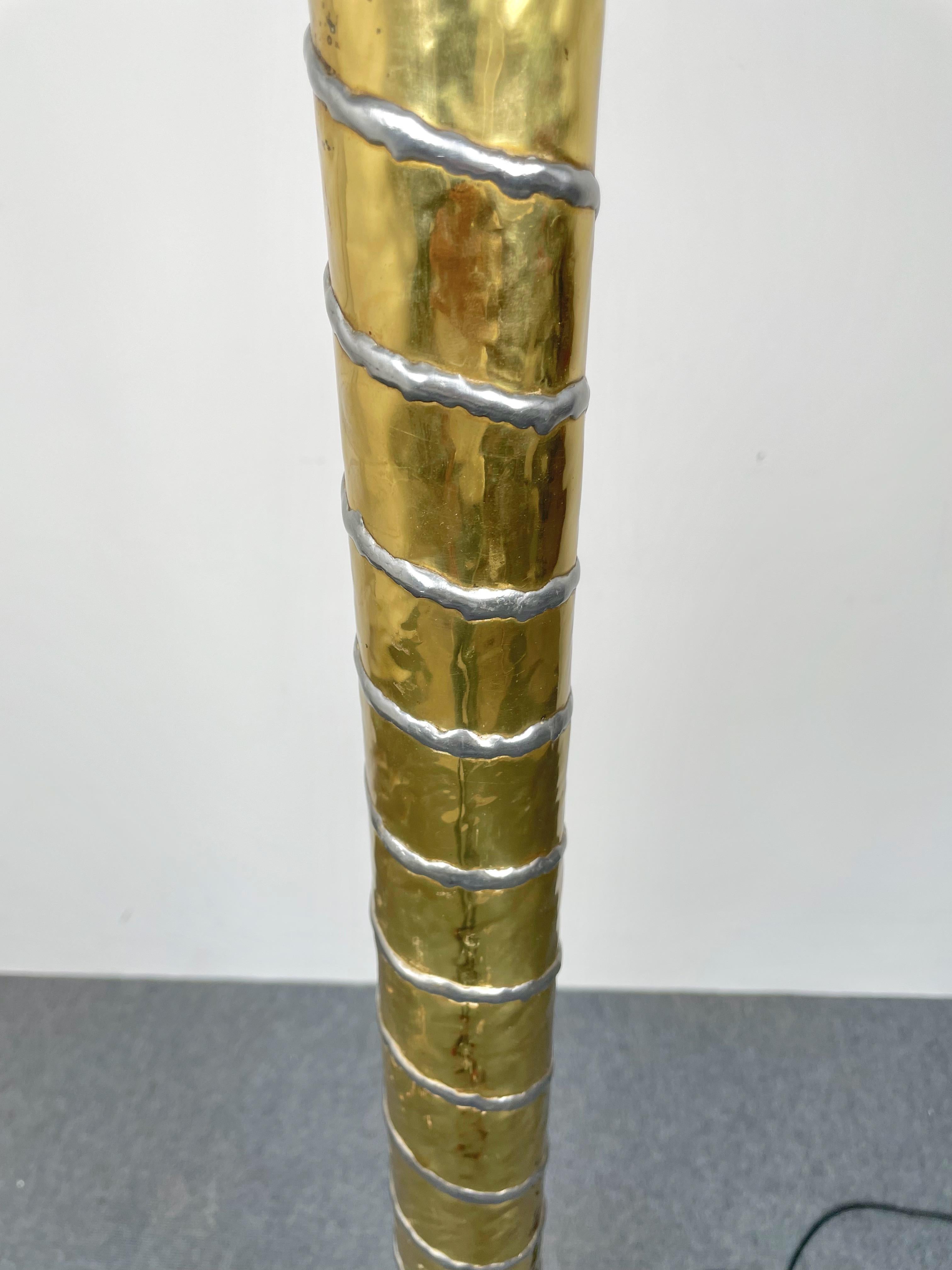 Brass Nickel & Marble Floor Lamp by Henri Fernandez for Honoré, France, 1970s 3