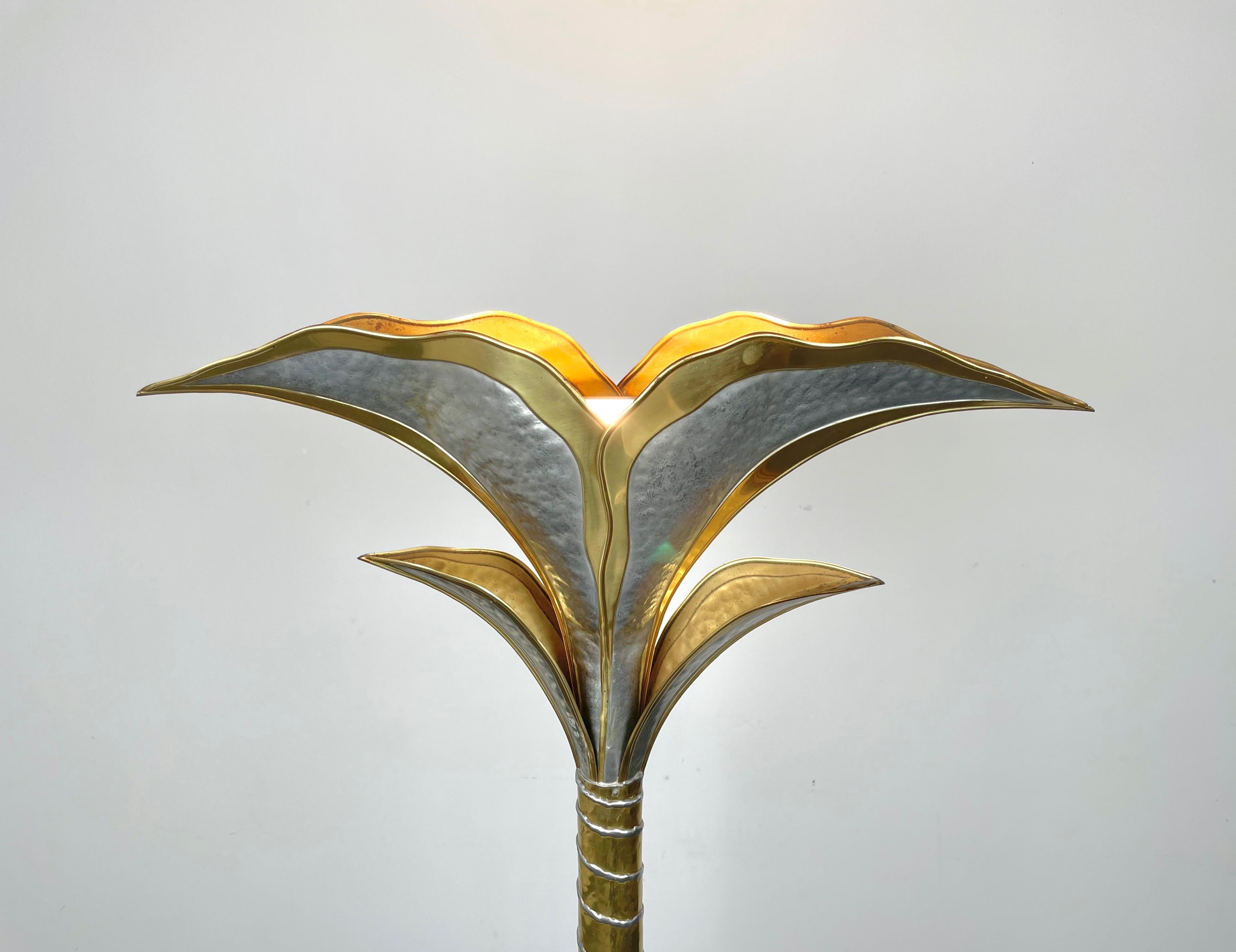 Brass Nickel & Marble Floor Lamp by Henri Fernandez for Honoré, France, 1970s 4