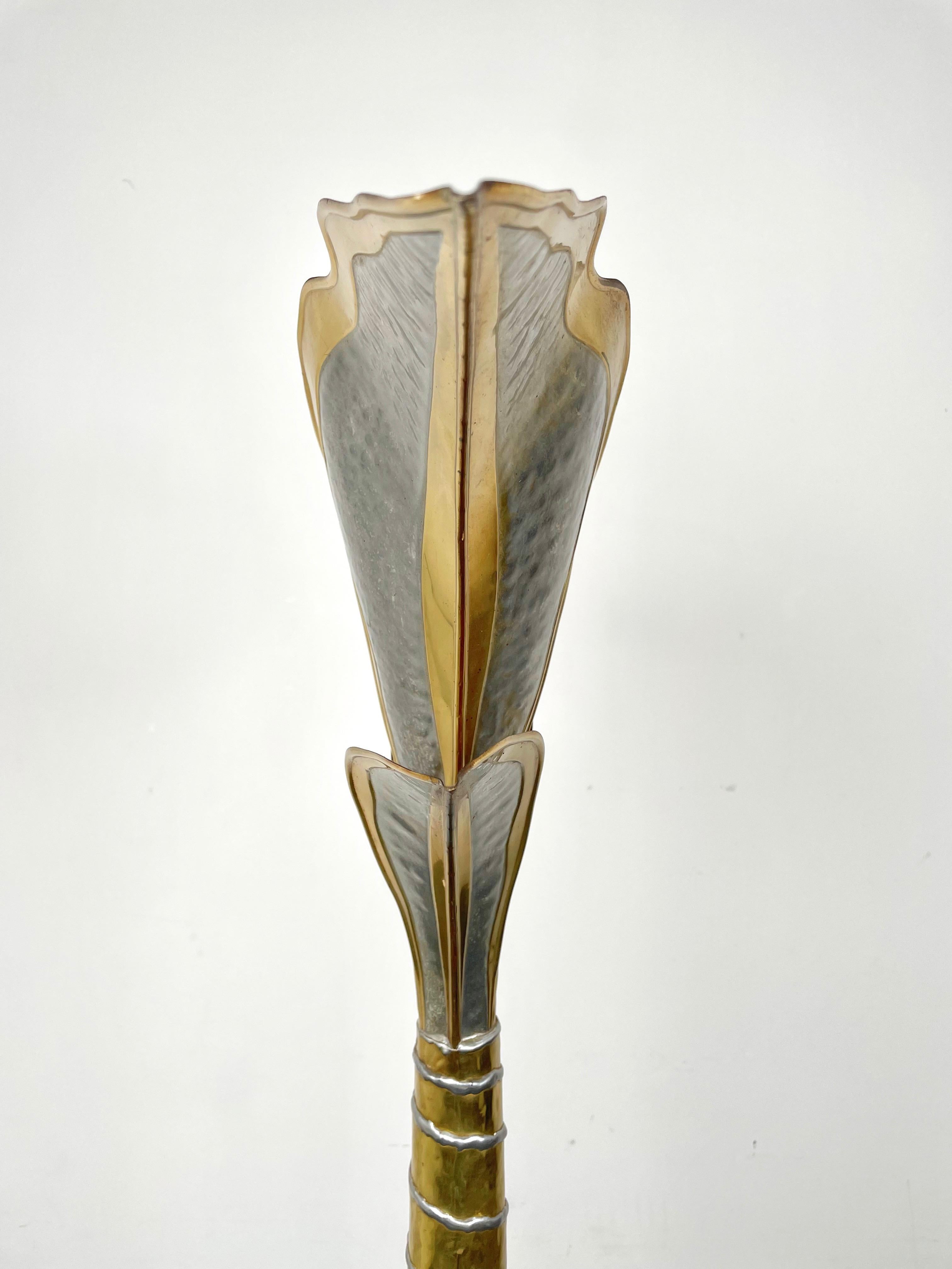 Brass Nickel & Marble Floor Lamp by Henri Fernandez for Honoré, France, 1970s 9