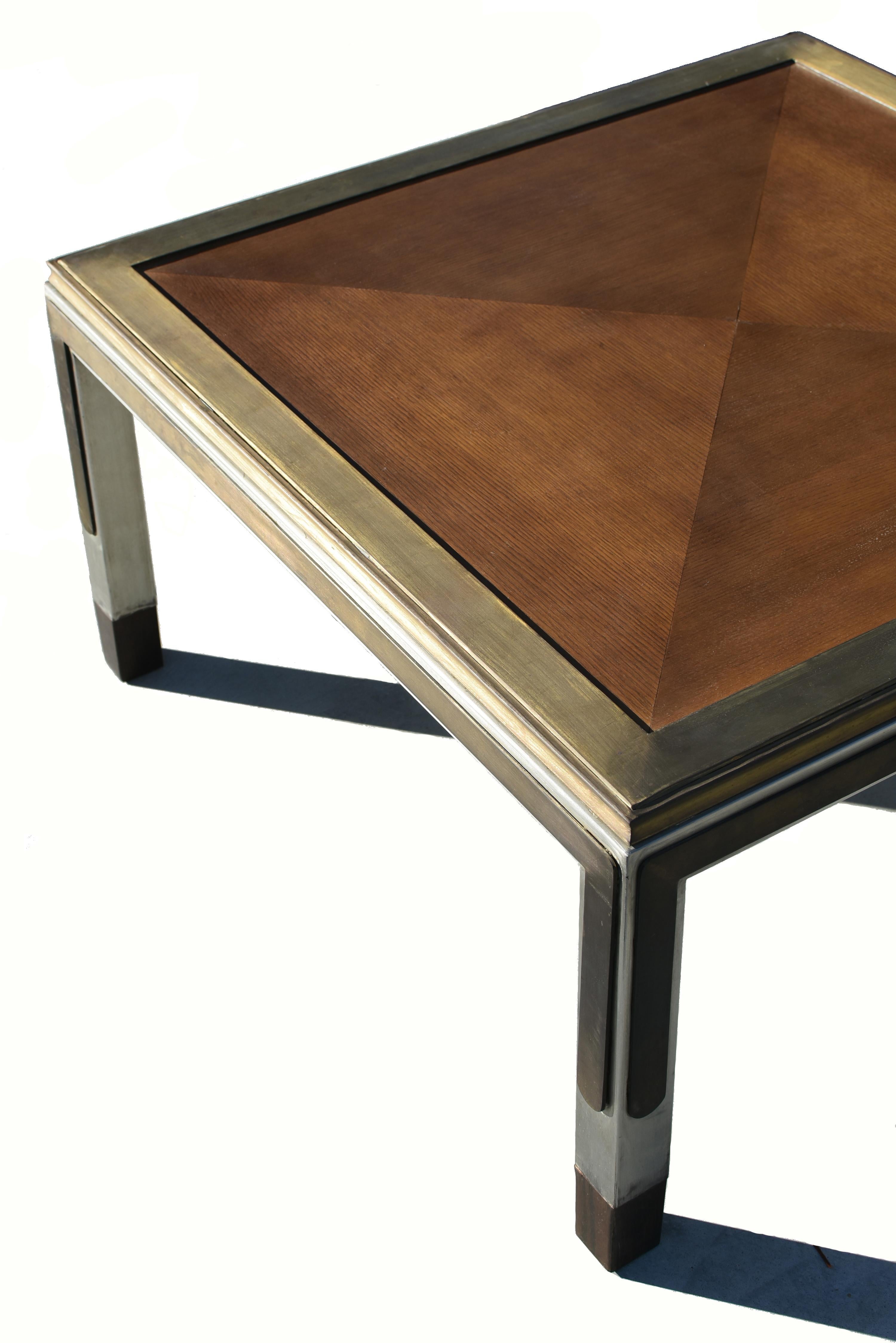 Brass Nickel Metal Wood Coffee Table For Sale 7